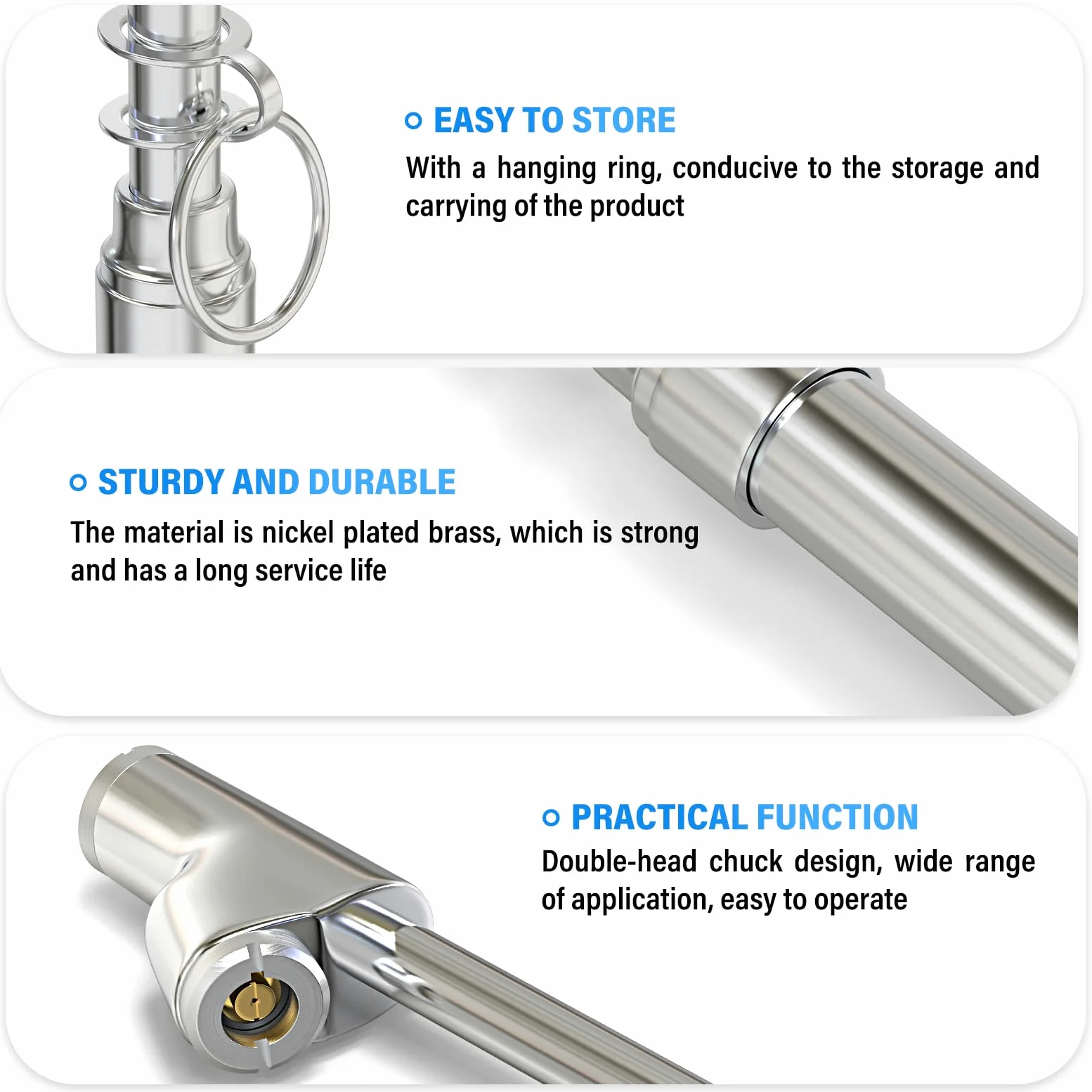 MEANLIN MEASURE 5Pcs Manómetro de presión de neumáticos tipo recto doble de plata，Manómetro de presión de aire de doble cabezal，Rango de presión 0.8~10.4 Bar(Adecuado para camiones, etc）.