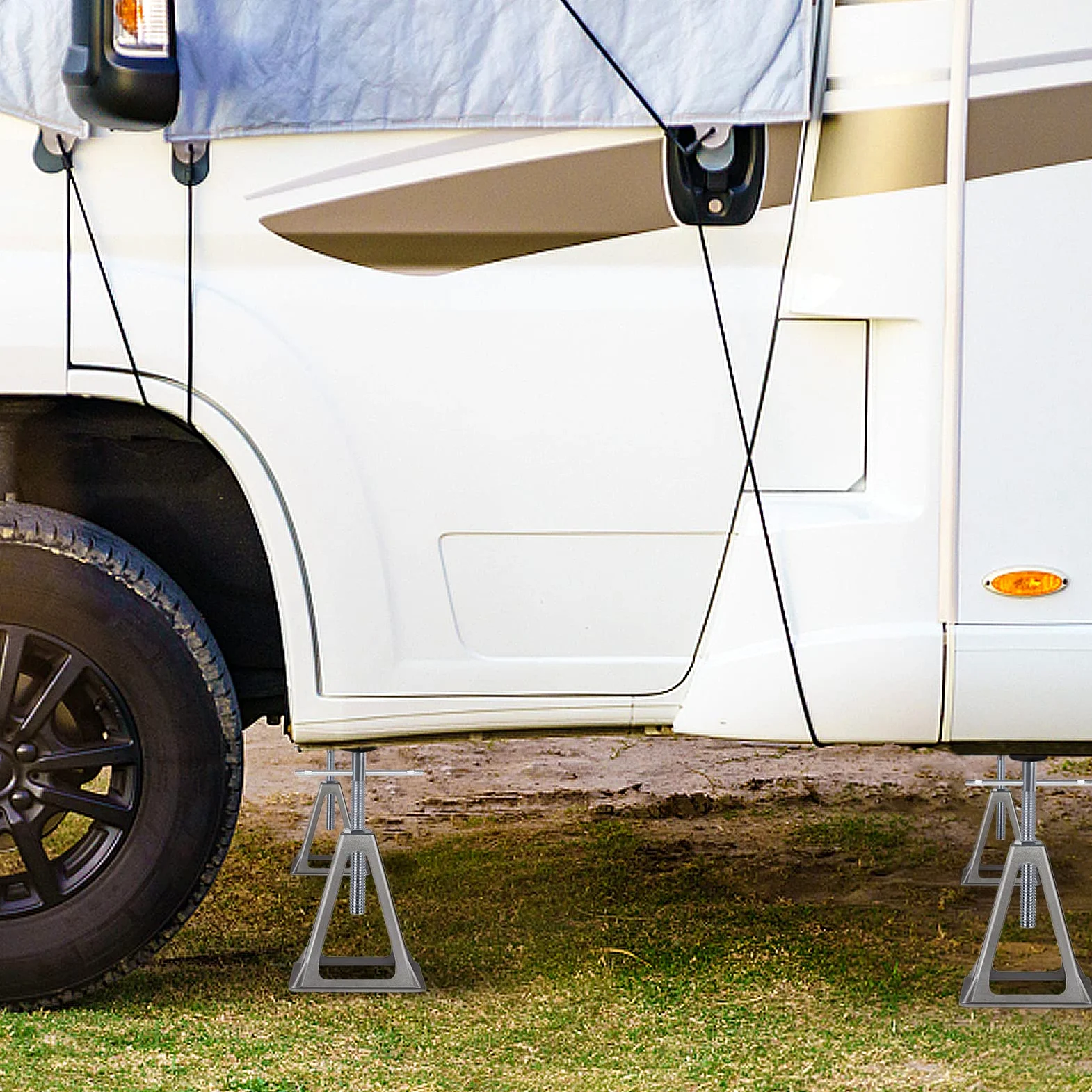 FIVMEN 4 caballete de aluminio para coche, 280 – 435 mm, altura ajustable, 1 T, para remolques, caravanas
