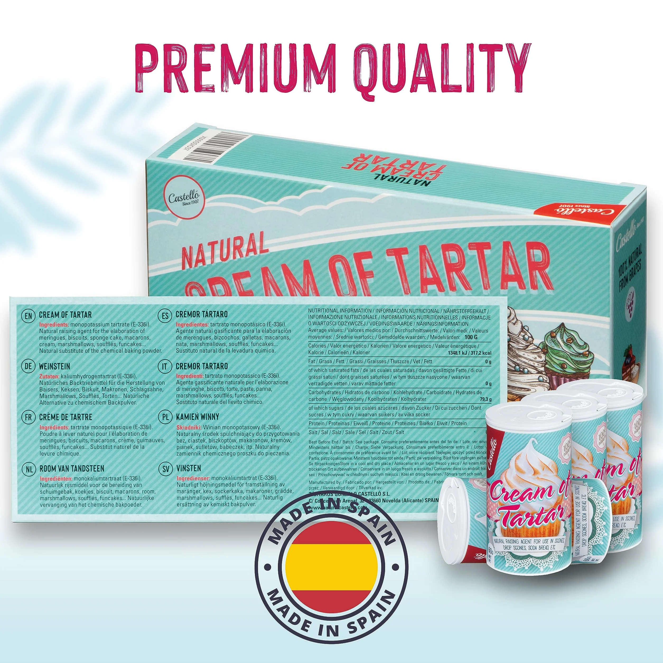 Castello Cremor Tártaro 240 g 100% Natural Sin Gluten Sin Aditivos Keto Paleo No OGM