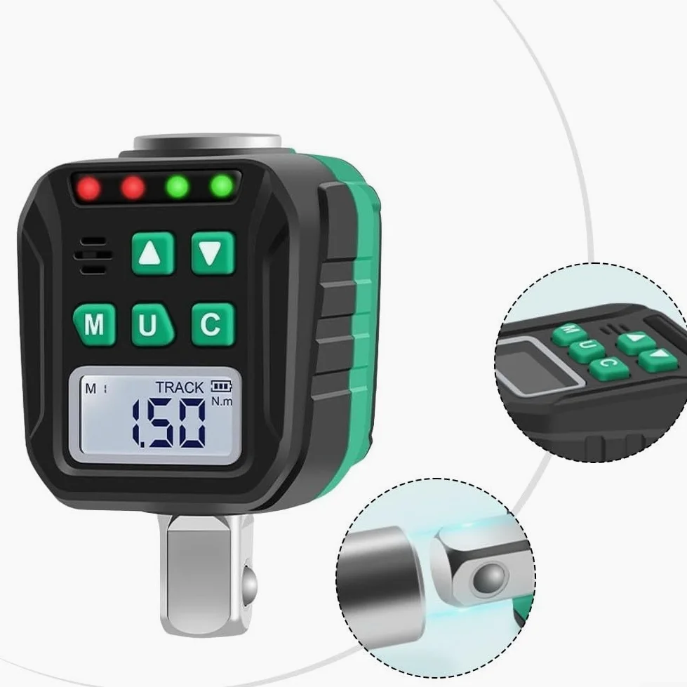 Probador de par digital para llaves dinamométricas con 6 modos preestablecidos, conmutación de cuatro unidades, alertas audibles y LED para evitar un apriete excesivo de 10 a 200 Nm