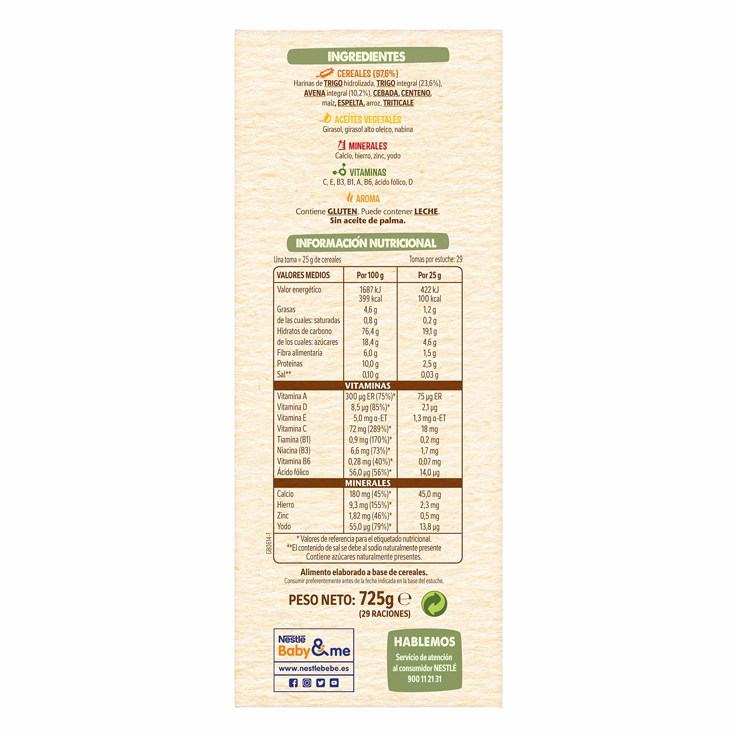 Nestle Papilla 8 Cereales, 725 g