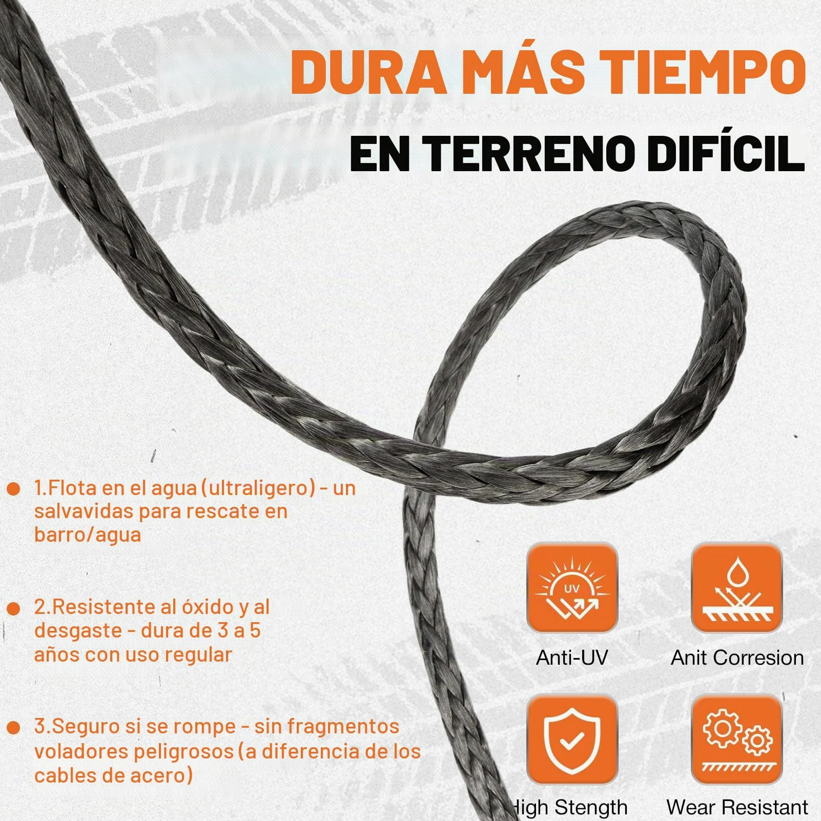 SHALL Correas y Cuerdas de Remolque, Cuerda sintética para cabrestante de 12 mm x 28 m de Largo, 16 toneladas (35500 LB), Funda Protectora, Gancho Forjado para cabrestante y Correa de Seguridad