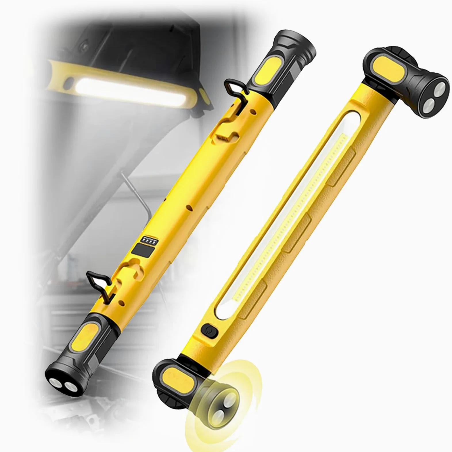 Luz de trabajo recargable de 3000 lúmenes, lámpara de inspección magnética portátil, batería de 5200 mAh, 3 modos de color, ajustable a 360°, ideal para garaje, taller y uso automotriz