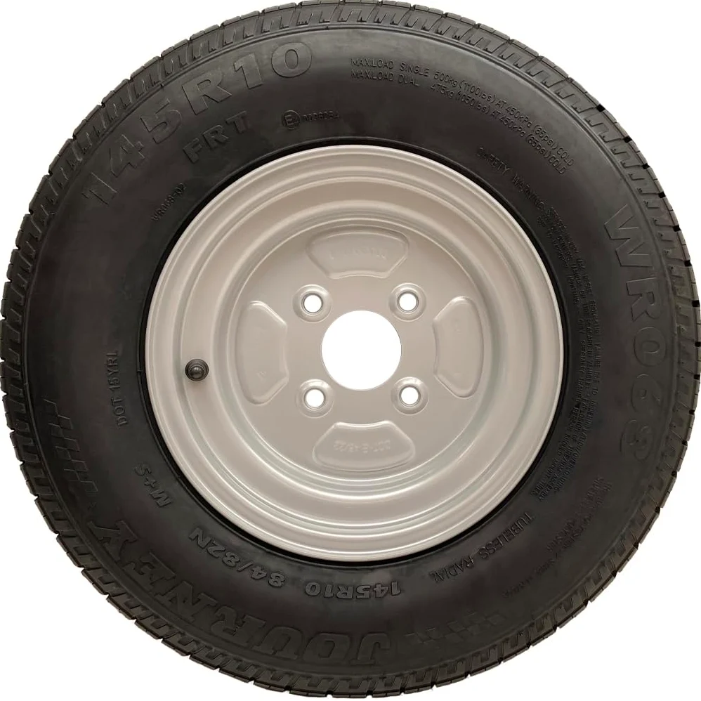 Parnells Juego 2 Ruedas Remolque Completas Alta Velocidad Neumáticos Sin Cámara Wanda Wr068 Radial 145R10 4 Pernos PCD 100mm Carga 430kg 65psi
