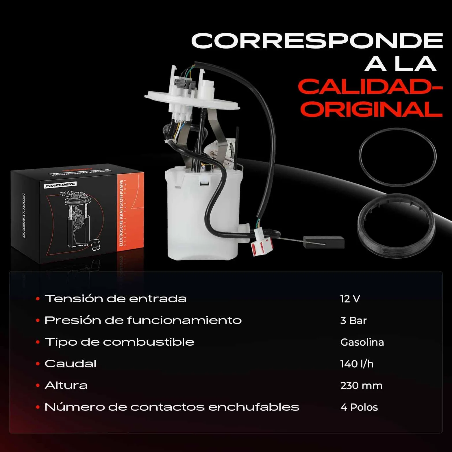 Frankberg Bomba de combustible bomba de gasolina conjunto de módulos de | sin sensor de presión, 4 pines, 30587015; Compatible con: 900 II Coupé, 900 II Cabriolet, 9-3 YS3D, 900 II