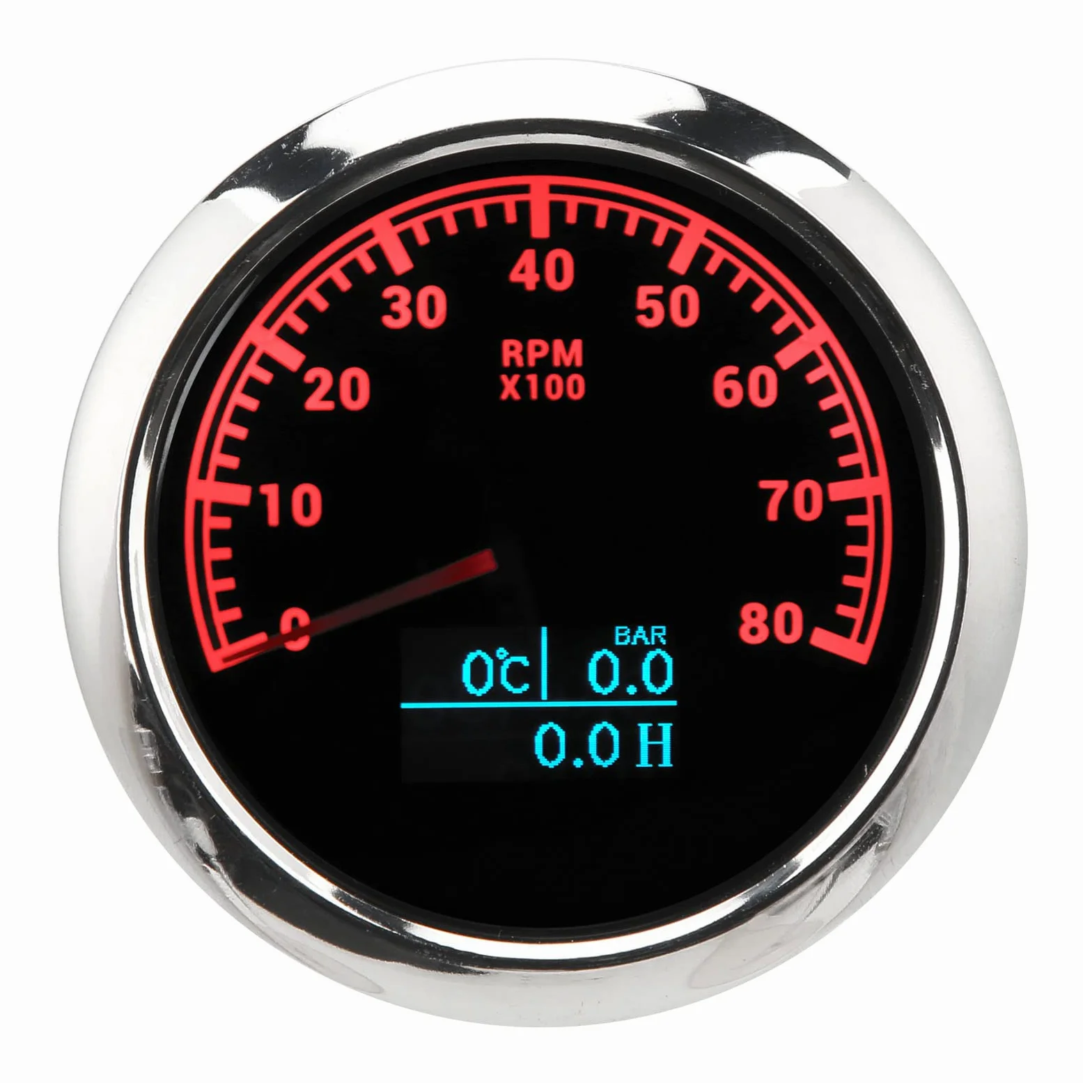 Tacómetro de motor Torvex, 3 en 1, 85 mm, 8000 RPM, indicador de RPM, 9-32 V, retroiluminación roja, indicador de tacómetro con esfera negra para coche, yate, RV