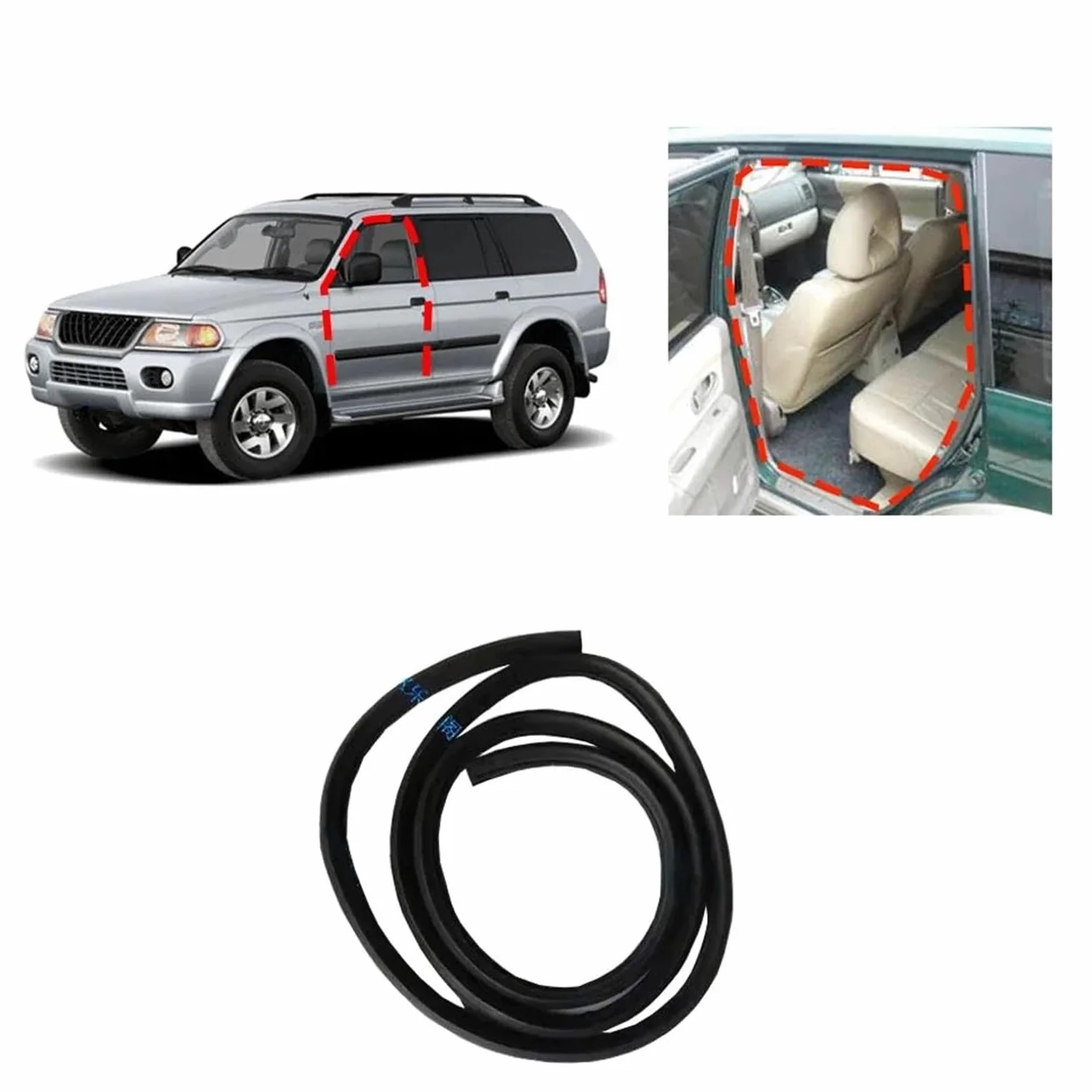 Junta de Goma 1 Uds. Sello De Goma Para Carrocería 5 Puertas Para Pajero Sport K90 MR242360, Tira Para Poste Para Montero 1ª Generación, Sin Clip Junta de Parabrisas para Coche(Left front)