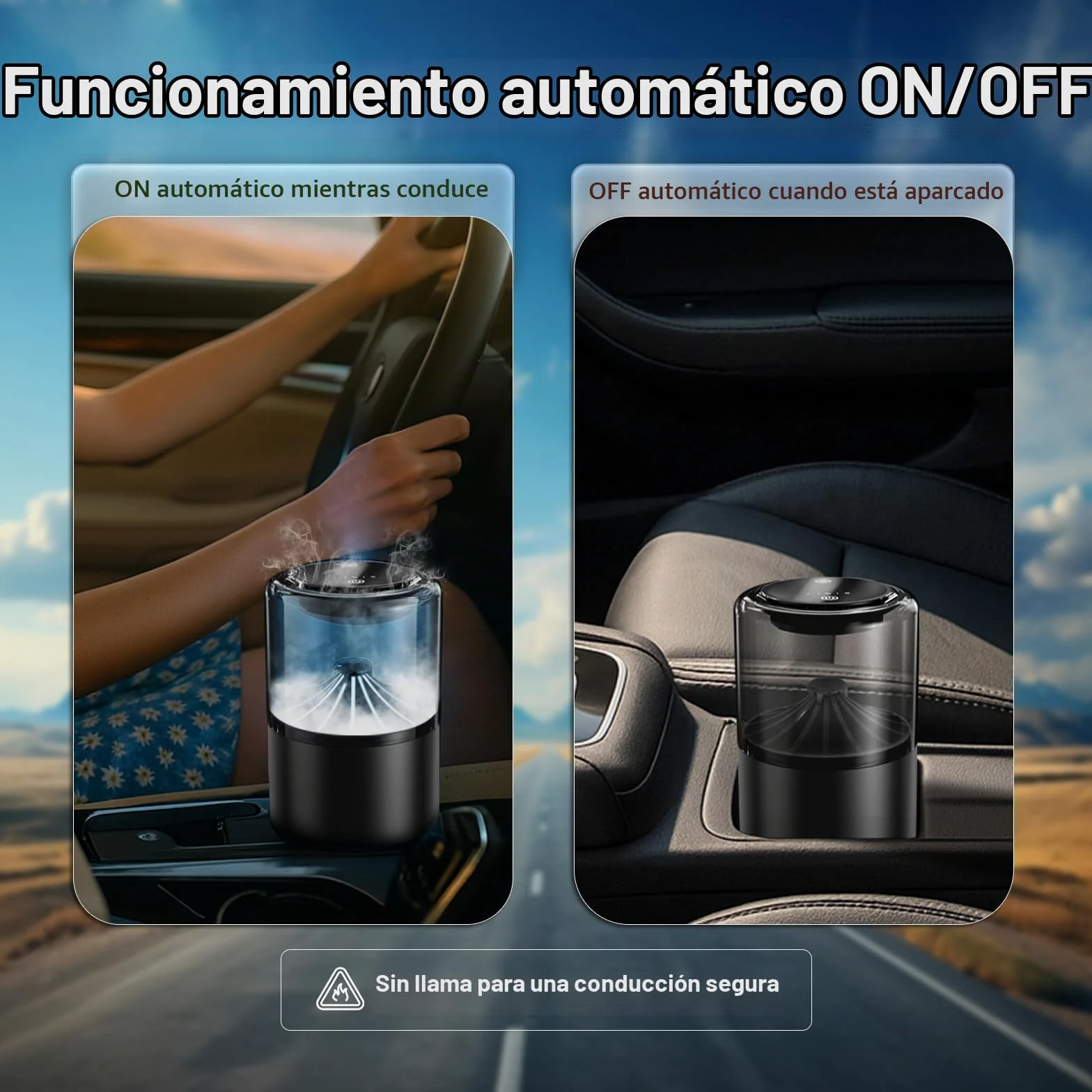 Difusor de Ambientador para Coche con Aroma Blue Ocean de MMOBIEL – Difusor de Coche con 2 Modos de Pulverización, 4 Niveles Intensidad, Encendido/Apagado Automático y Cable – USB/Batería – Sin Llama