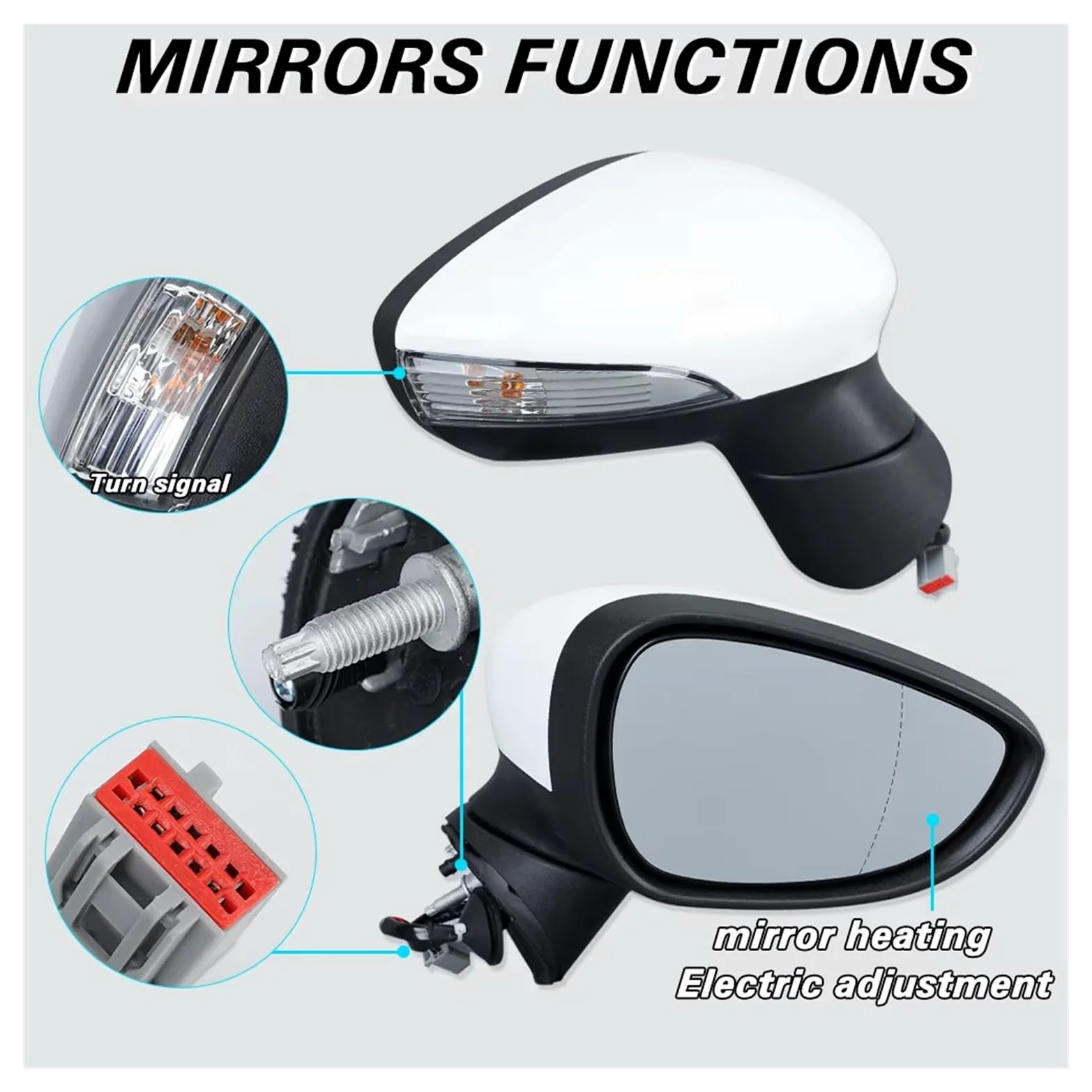 Espejo Retrovisor Eléctrico Calefactable Y Plegable, Luz Intermitente De 6/8 Pines, Accesorio Para Ford Para Fiesta MK7 2013-2017 Retrovisor(6pins left)