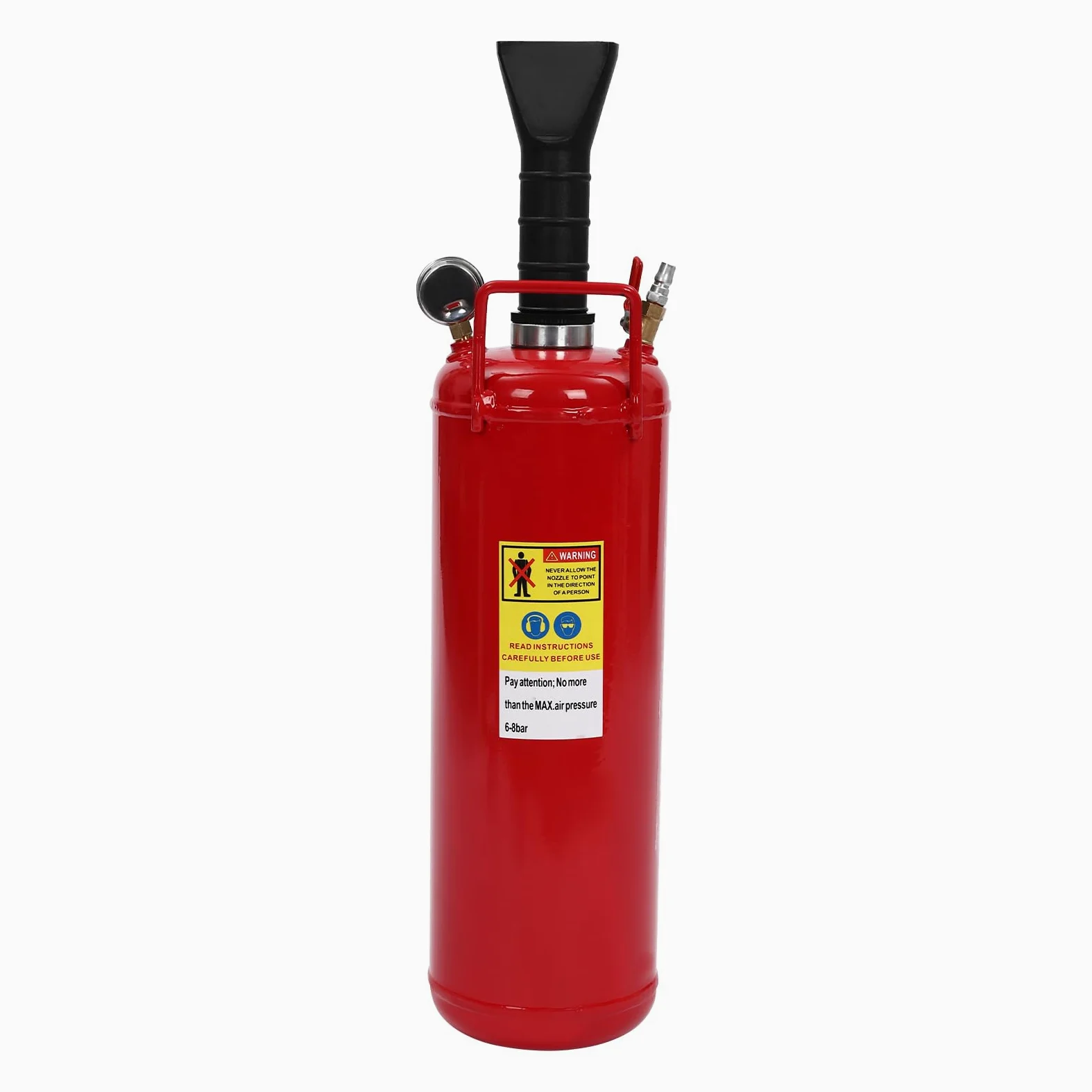 Inflador de neumáticos de 9 litros, 8 bar, inflador profesional de neumáticos con manómetro y válvula de seguridad, medidor de presión de neumáticos Bead Bazooka para camiones, coches, motos, ATV