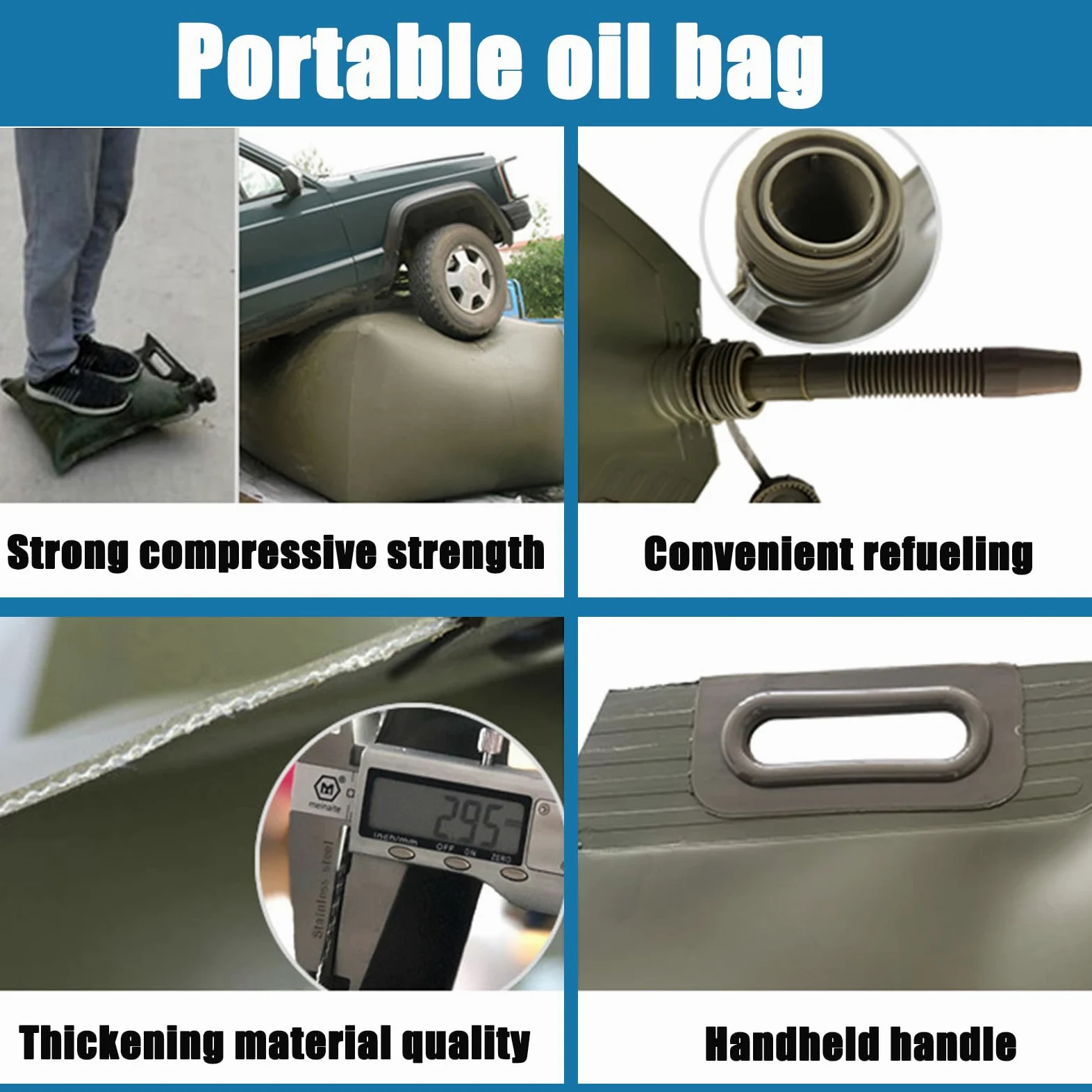 Garrafa Ġãṣôliňa 10L 20L 30L, Bidon Ġãṣôliňa Blanda Portátil, Bolsa de Combustible TPU Plegable de Emergencia Al Aire Libre, Verde,20L