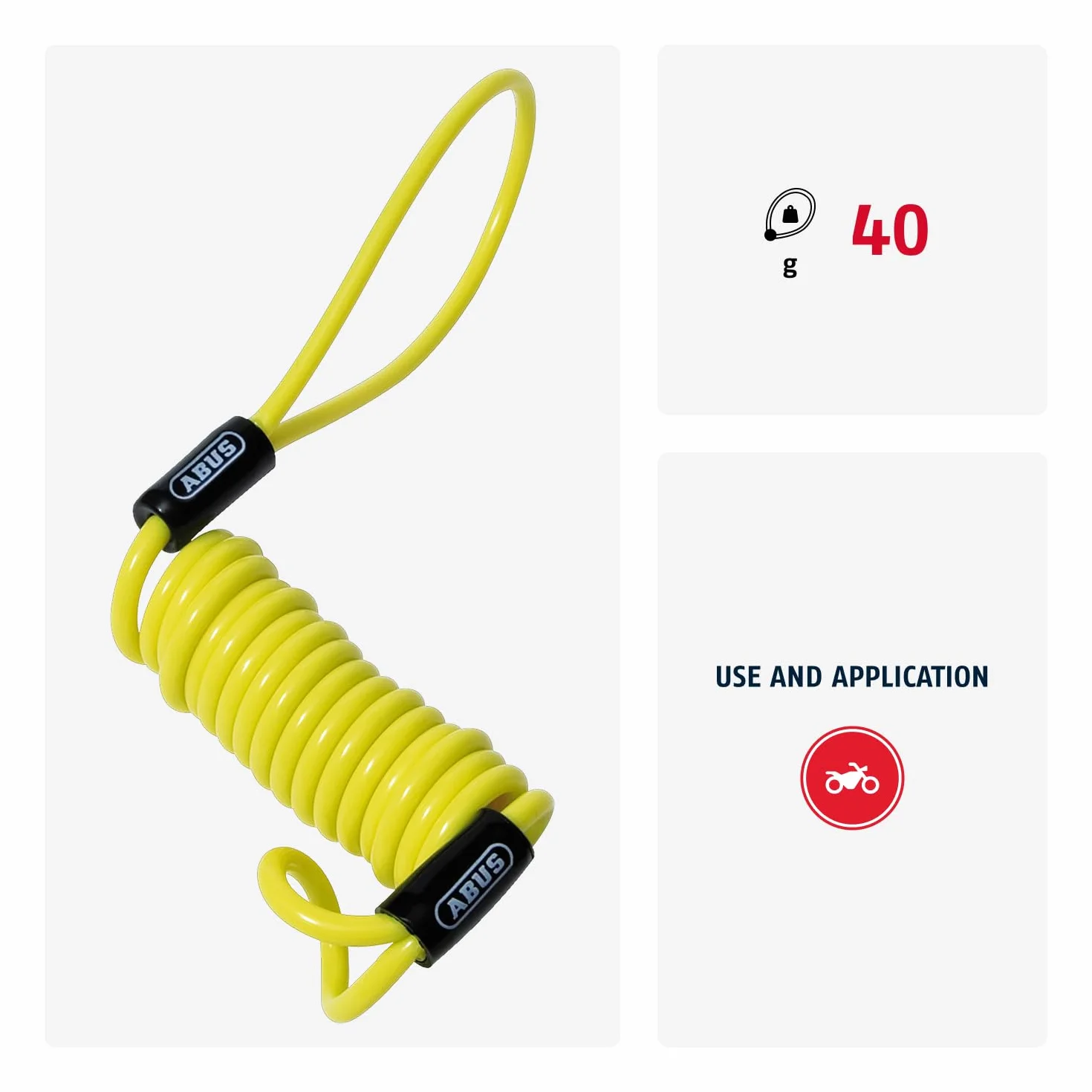 ABUS Memory Cable - cable recordatorio para el recordatorio visual del bloqueo del disco de freno - para la seguridad de la moto, amarillo