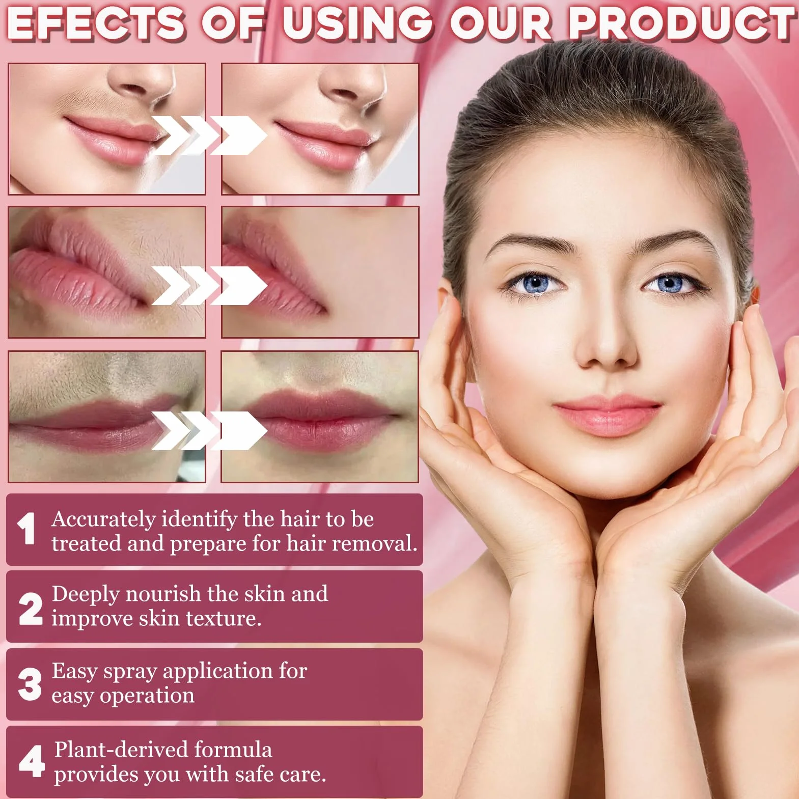 Spray identificador de cabello para afeitado facial Herramienta de dermaplaning Depilación