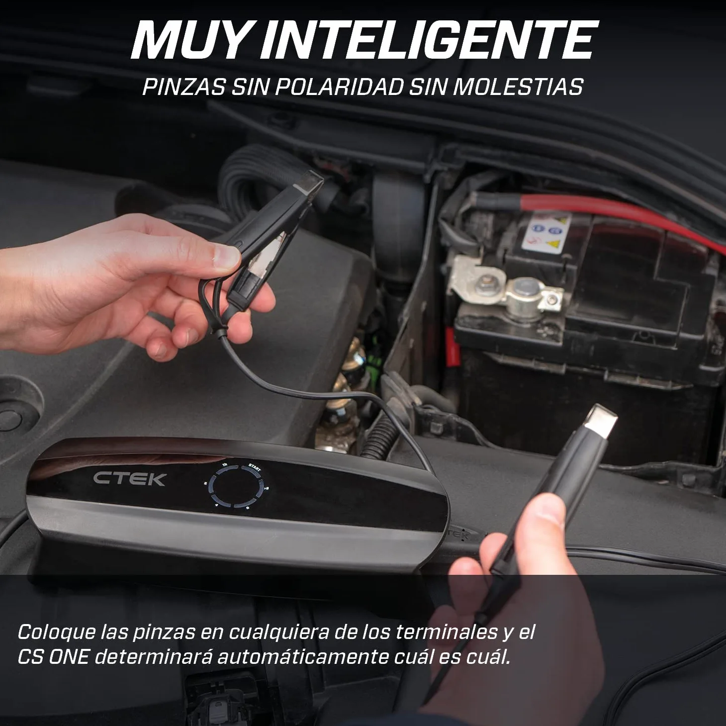CTEK CS One, Cargador de Batería 12V, Cargador Inteligente de Baterias, Cargador De Batería De Coche Y Moto, Mantenedor De Batería con Carga Adaptable, Aplicación Y Abrazaderas Sin Polaridad