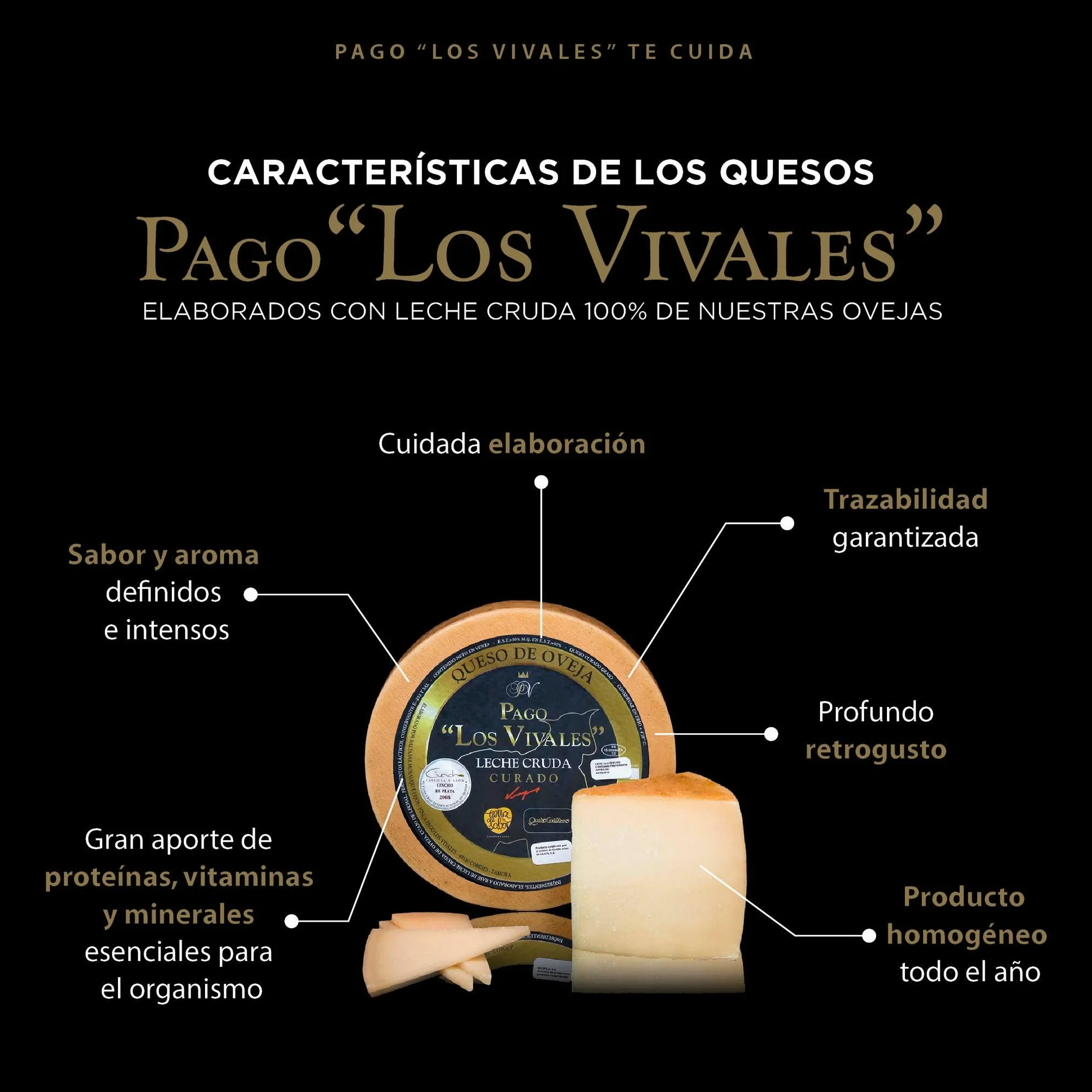 Queso de Oveja Curado Los Vivales – Leche Cruda, 6-8 meses, Pieza 2,7 kg, Medalla Oro World Cheese Awards