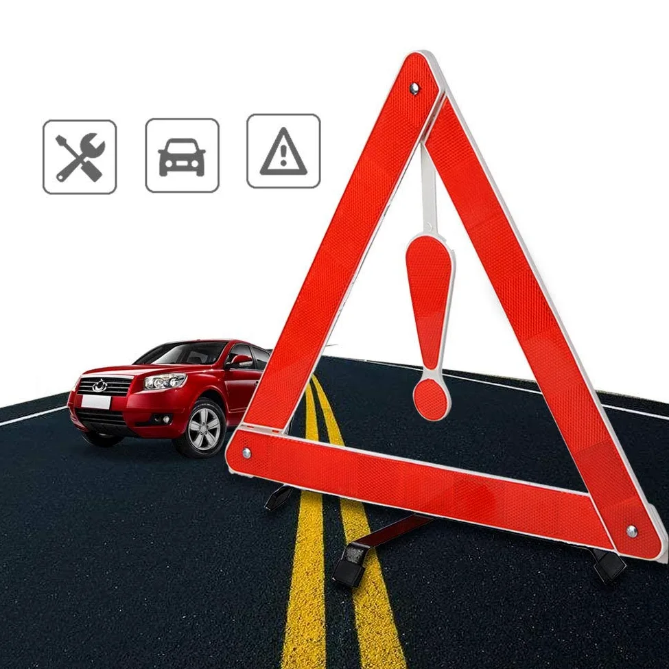 Marco de advertencia triangular, reflector triangular, universal de emergencia para coche, camión, furgoneta (paquete de 10)