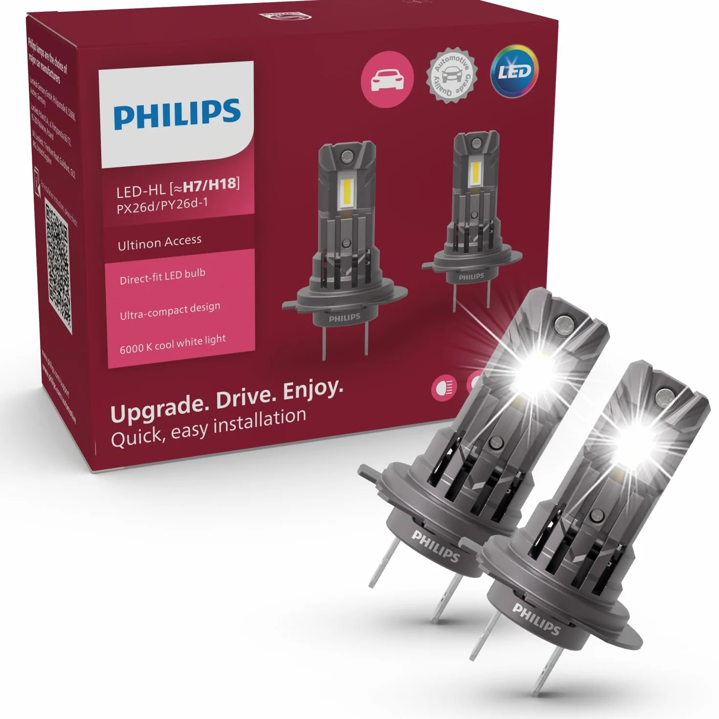 Philips Ultinon Access LED lámpara para faros de coche (H7), ultra-compact direct-fit, +80%, 6.000K, set de 2