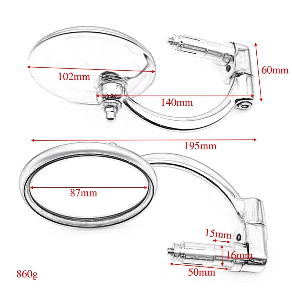 Retrovisores Moto Espejos Retrovisores Laterales Para Manillar De Motocicleta, Cromados En Aluminio, 7/8" (22 Mm), Universales Para Scooter Moto Todoterreno