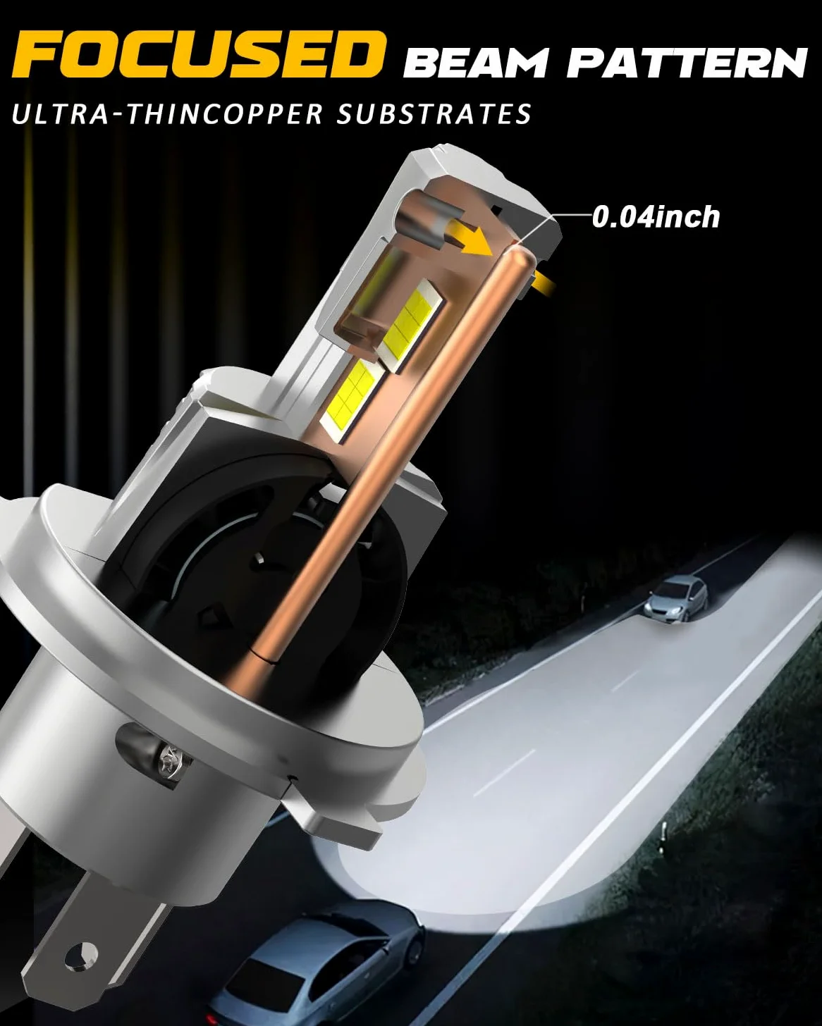 BMT xms Bombillas H4 LED- 22000LM 6500K 400% Brillante H4 9003 LED Lámpara de Faro - Diseño de reemplazo 1: 1, Paquete de 2