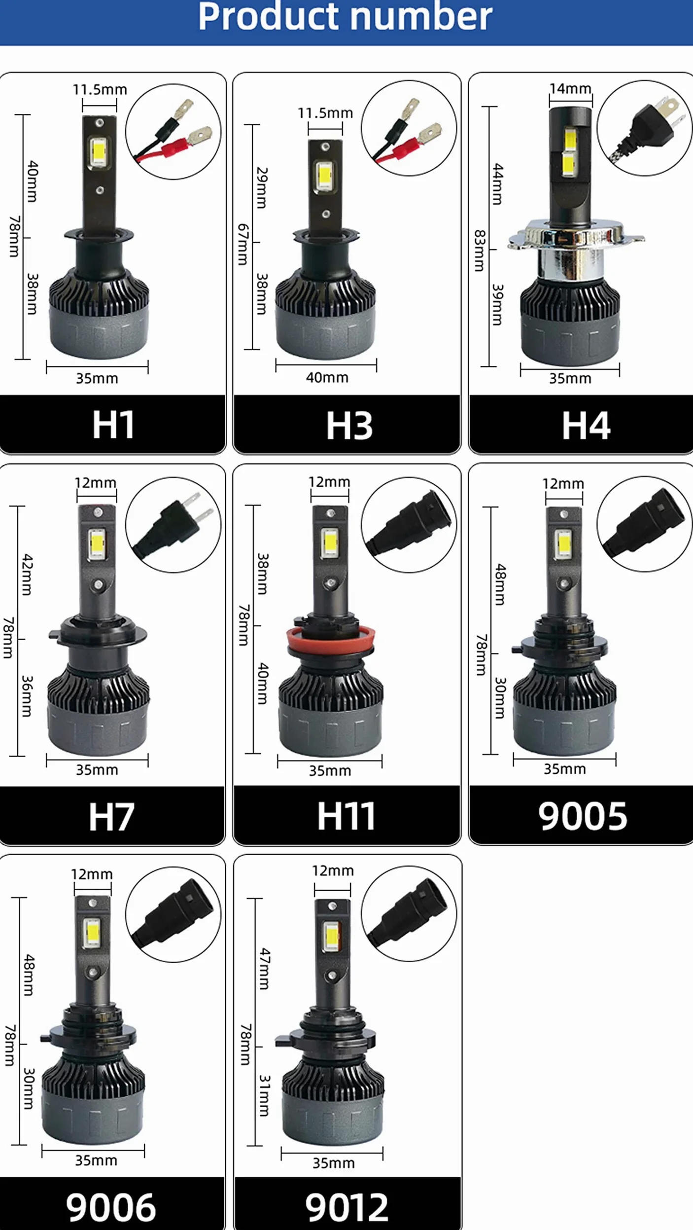 Bombillas LED Para Faros Delanteros, Faros LED Superbrillantes Con 50 W, 13000 Lúmenes, Kit De Conversión De Faros Delanteros Para Automóviles Con 6000 K Blanco Frío E,H4