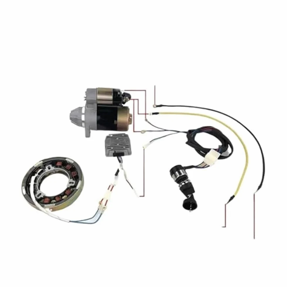 Kit De Conversión Motor Arranque Eléctrico Con Engranaje Corona Volante Para Generadores Diésel 5 KW: 170F 173F 178F 186F 188F Y 192F Motor de Arranque para Coche