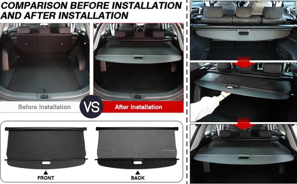 XENITE Coche Retráctil Cubiertas De la Carga Maletero Cubierta Cargo Cover para Volvo XC90 2016-2020 2021 2022 2023 2024 Protectora Interiores Almacenamiento Accesorios,Blackstyle