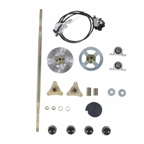 Marco Go Kart de 29 Pulgadas, Kit de Eje Go Kart, Kit de Montaje de Eje Trasero Vivo, Piñón de Eje, Cadena, Pinza de Disco de Freno, Bujes de Rueda de Repuesto para Quads ATV de