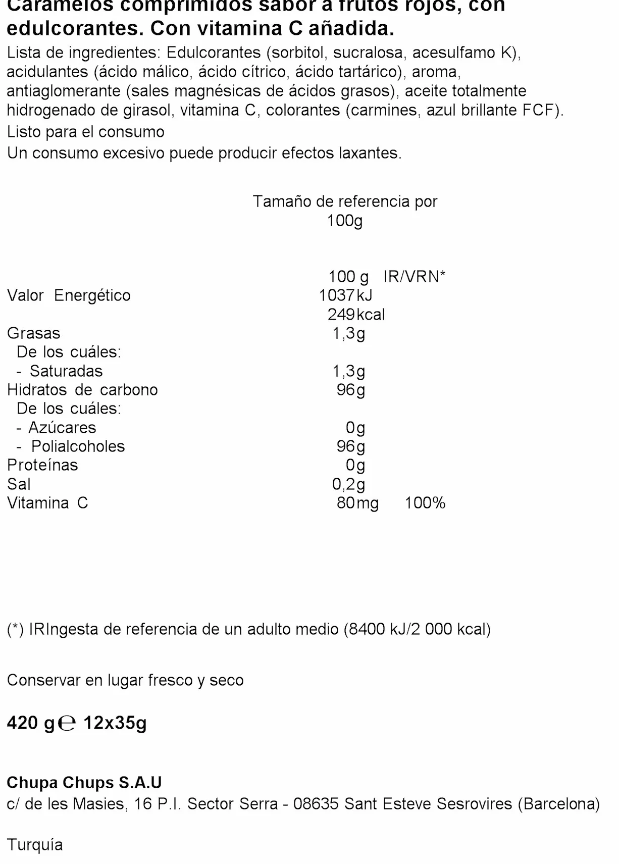 Smint Tin Frutos Rojos Caramelo Comprimido Sin Azúcar 12 unidades 35 gr