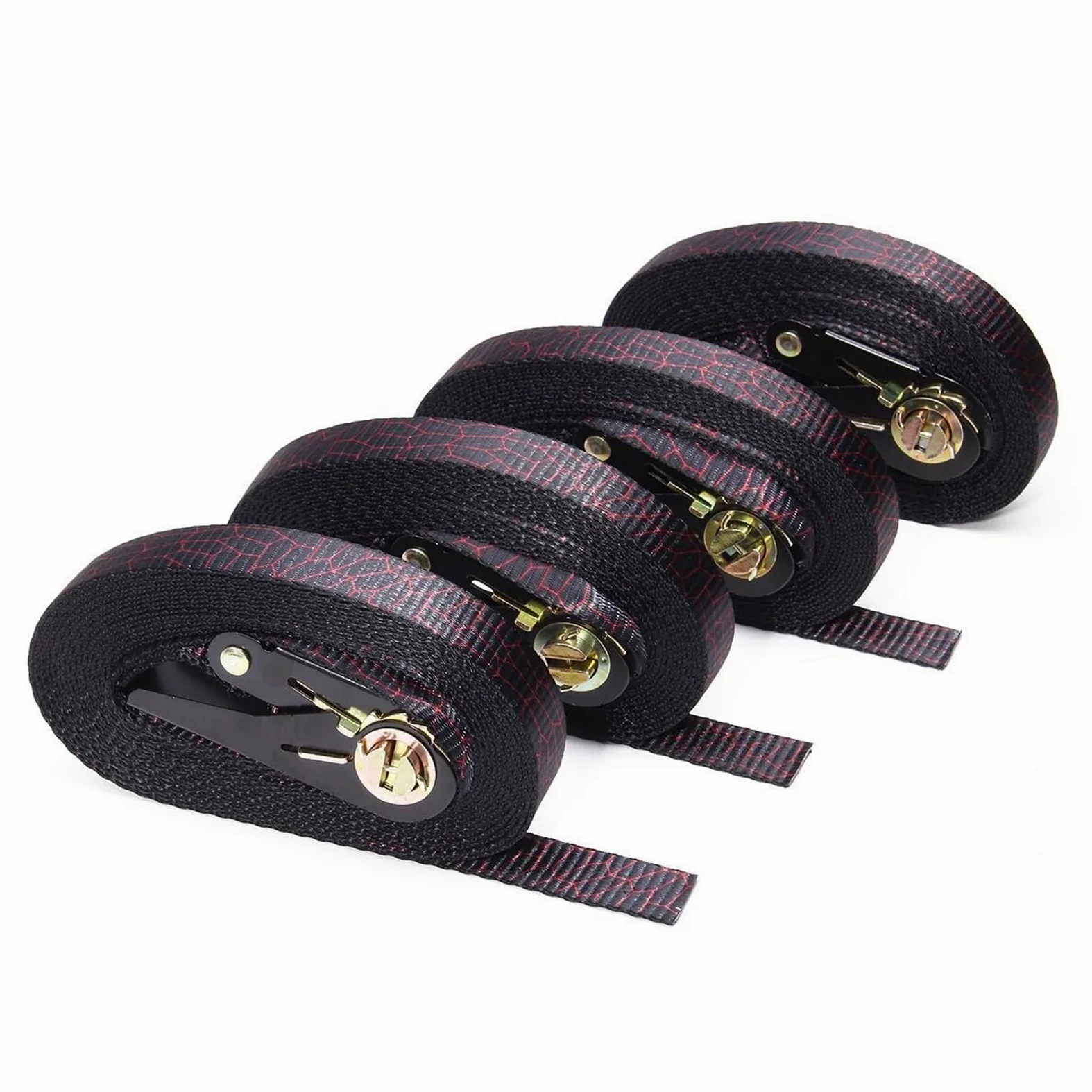 Correas de Trinquete Resistentes 4 Uds cuerda de tensión for coche correas de trinquete correas de amarre 5/6M x 25mm bolsa de equipaje correa de amarre de carga hebilla de Metal cinturón de trinquete