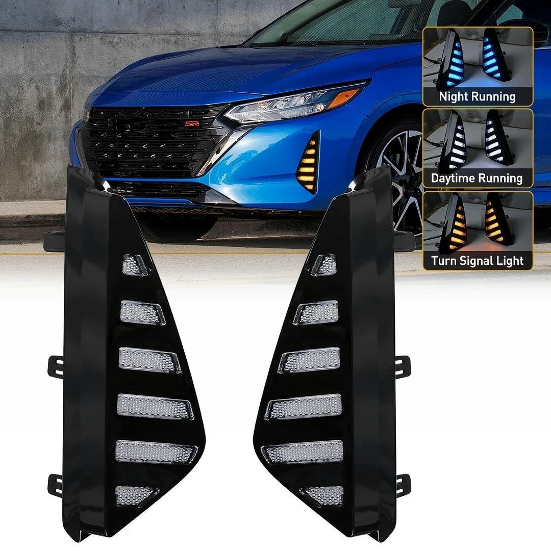 Genérico Luces Antiniebla Para Nissan Para Sentra Para Sylphy 2023 2024 Luces Diurnas LED DRL Señal Giro Lámpara Antiniebla Coche 12V Parachoques Delantero Luces