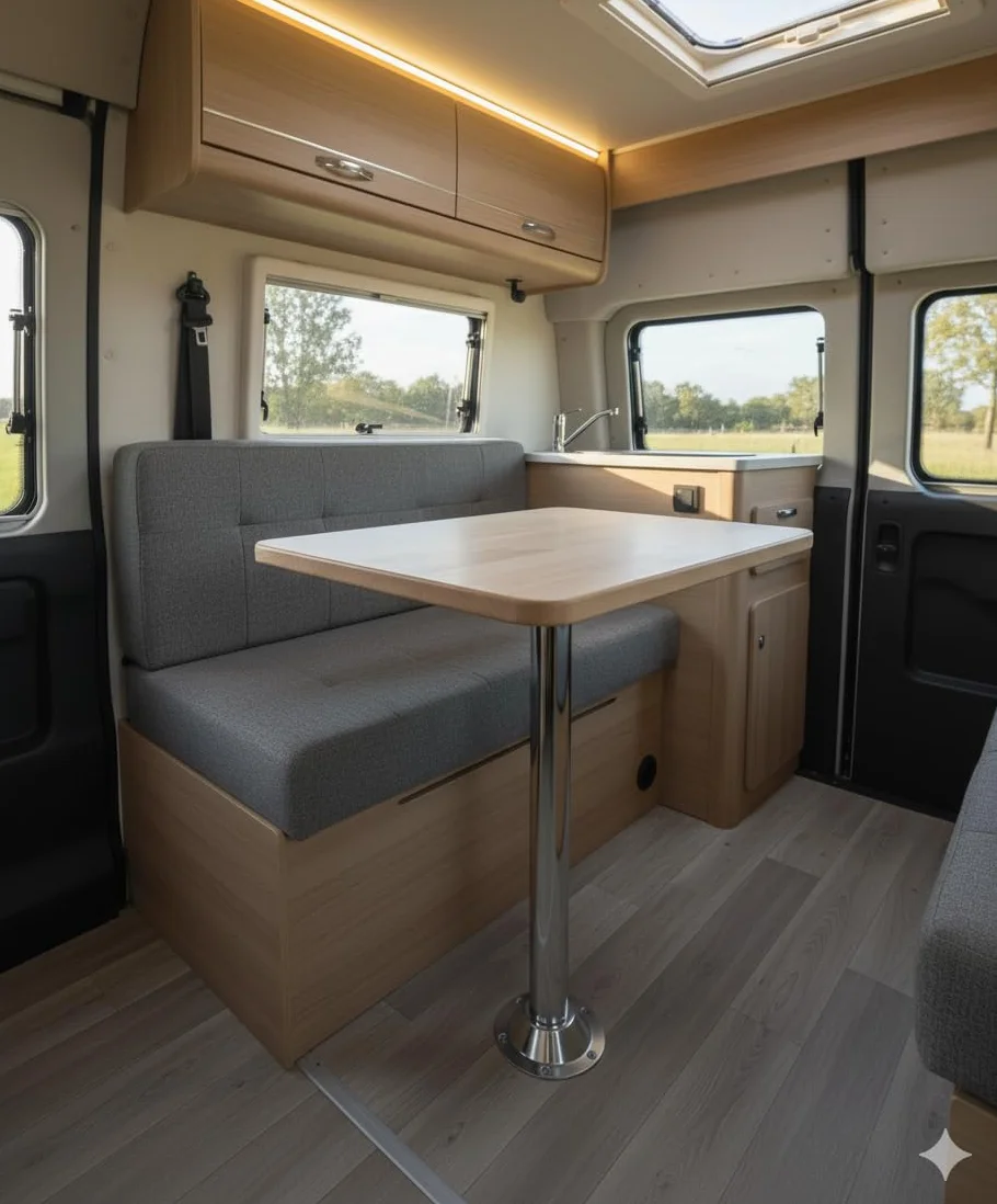 Pata de Mesa Camper y Caravana – CONICA para Furgonetas y Campers, Tubo 70 cm de Altura, Ligera y Resistente – Soporte Estable para Mesas en Autocaravanas