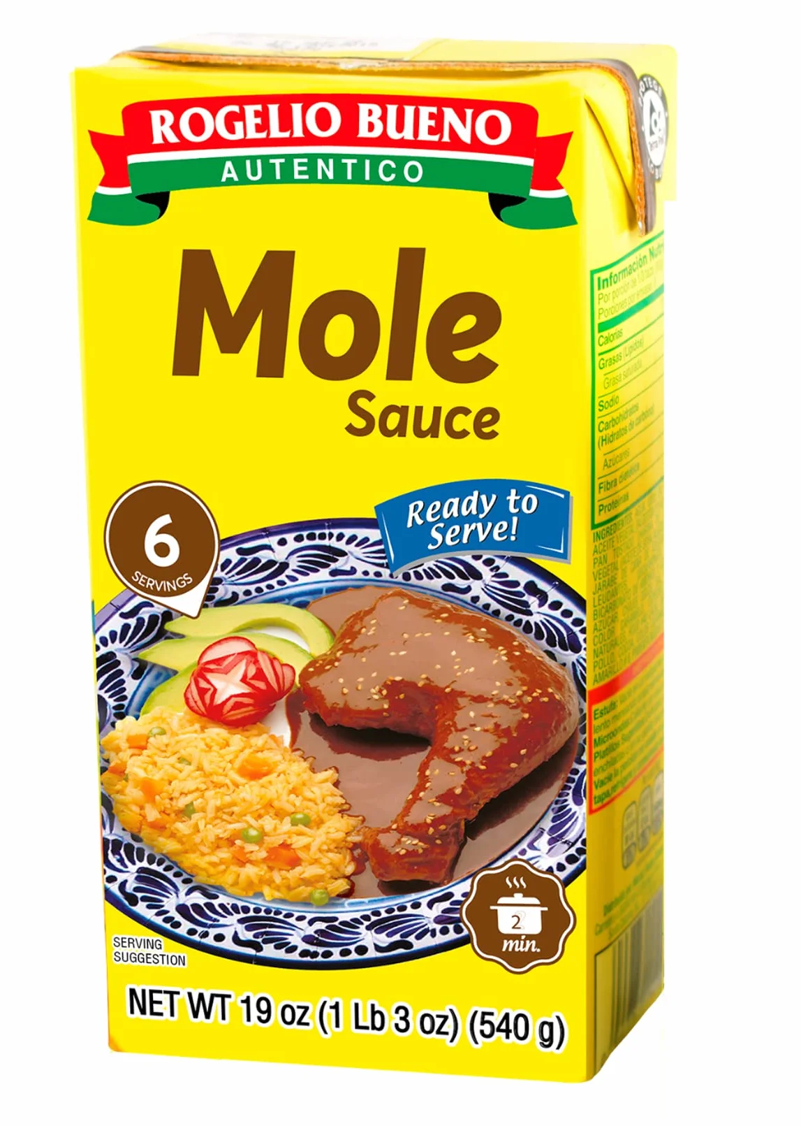 Mole Condimento Mexicano 540 g Listo para Servirse 6 Raciones