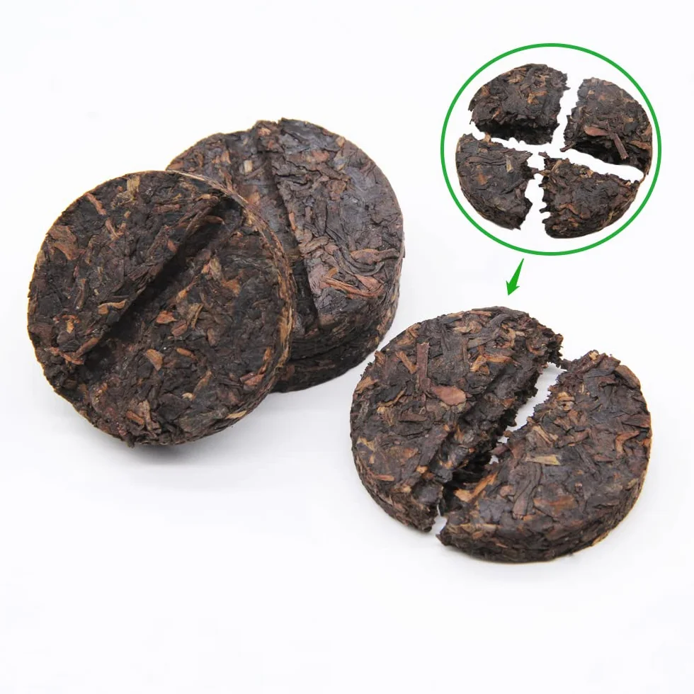 Té Pu-erh Maduro Mini Pastel 96 Tazas 200g Tubo de Hoja de Bambú