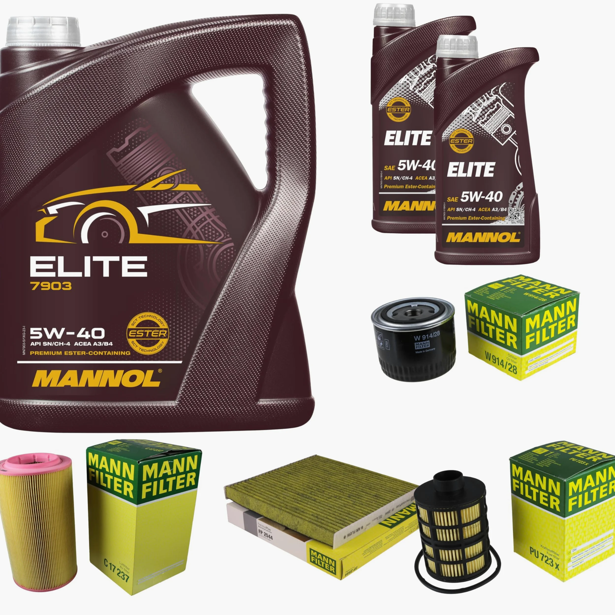 Aceite de motor 7 L MANNOL Elite 5W-40 + MANN-FILTER Fiat Ducato Bus 250 120 Multijet