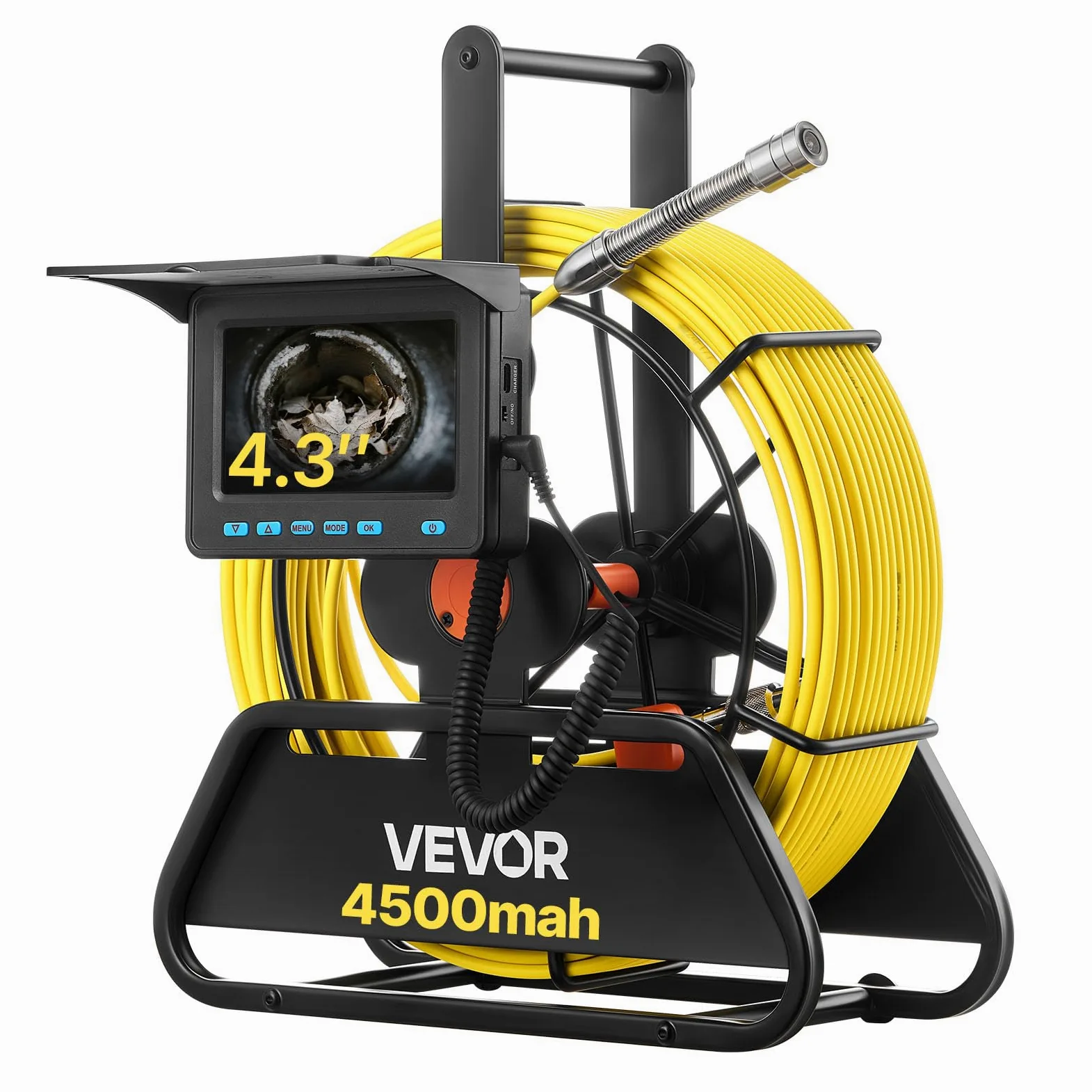 VEVOR Cámara de Inspección de Tuberías Cable de 50 m, Cámara Endoscópica con Pantalla a Color, Resistente al Agua IP68, con 6 LED, Tarjeta de 16 GB, Batería de 4500 mAh, para Alcantarillado Fontanería