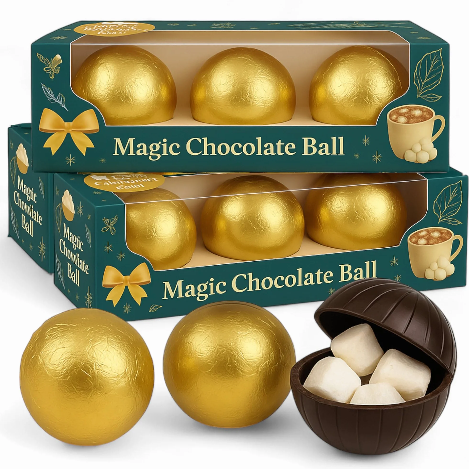 Magic Dark Chocolate ball set de bolas de chocolate con mini malvaviscos rellenos 3 cajas 9 bolas