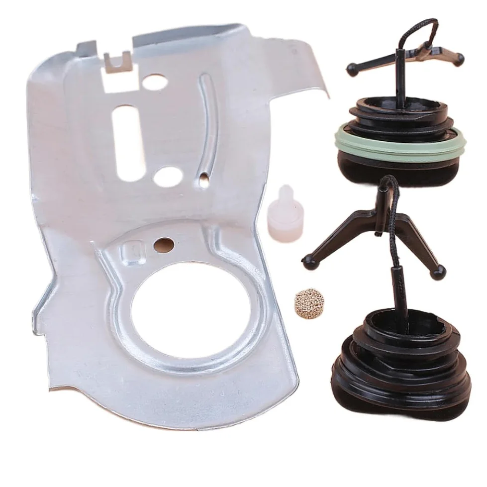Kit de tapa de aceite de combustible con respiradero de ventilación de tanque de placa de bomba de aceite Compatible con modelos de motosierra 340 345 350 2150 2145 2141