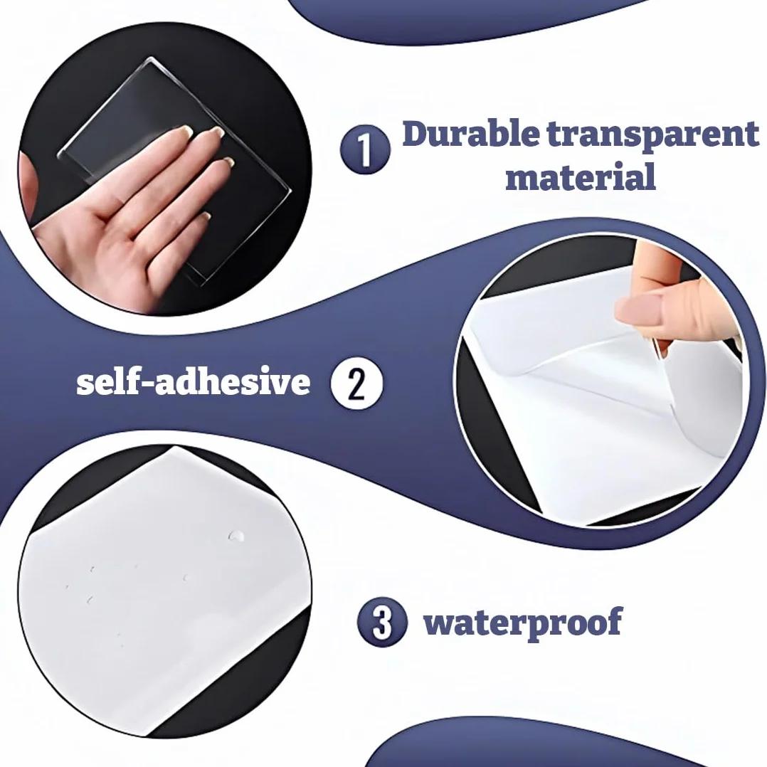 6pcs Bolsillo Auto Adhesivo de Tarjeta, Bolsa adhesiva para parabrisas de coche, 10 x 8 cm, transparente para licencia de coche, clip de tarjeta de estacionamiento, para parabrisas de coche