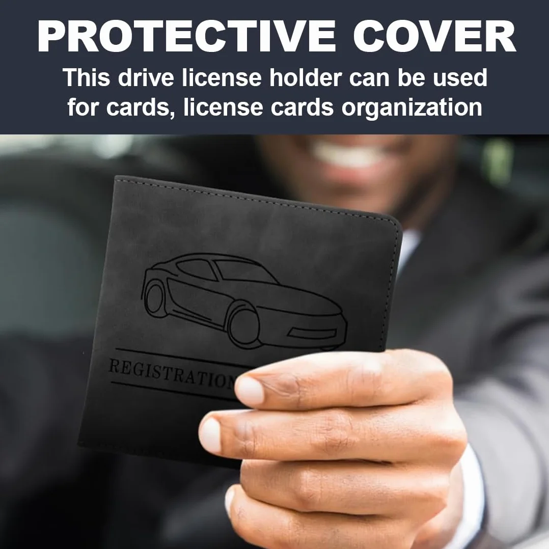 Porta Documentos para Coche – 1 unidad, Funda Compacta de cuero sintético para Registro del Vehículo, Ideal como Porta Documentos de Coche (Negro)