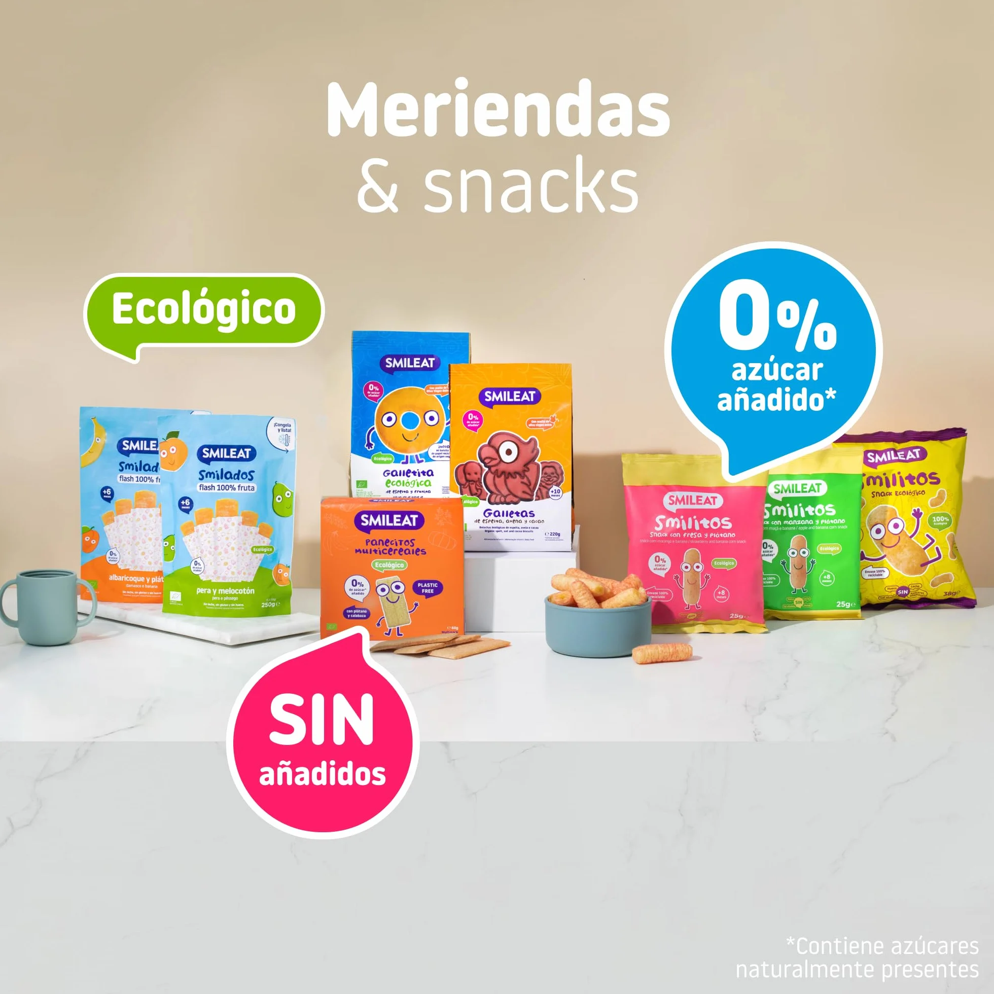 Smileat Bolsas de Snacks Ecológicos de Maíz Fresa y Plátano Pack 12 x 25g