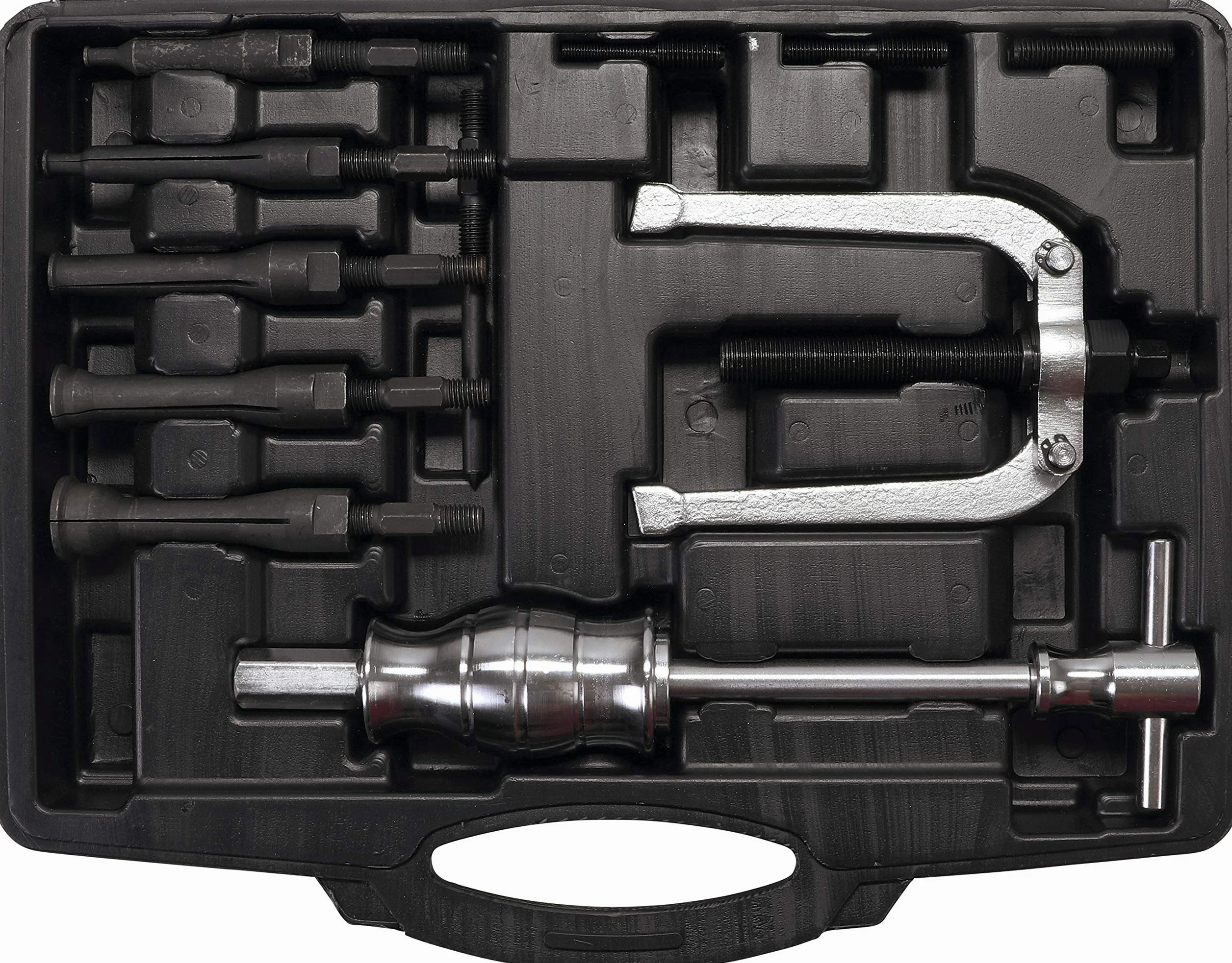 BGS Diy 97710 | Juego de extractores de rodamientos internos ciegos | 11 piezas | Martillo deslizante, 910 g, 285 mm, extractor de 2 brazos de 125 mm, 5 mandriles de extracción, adaptador M6, M8, M10