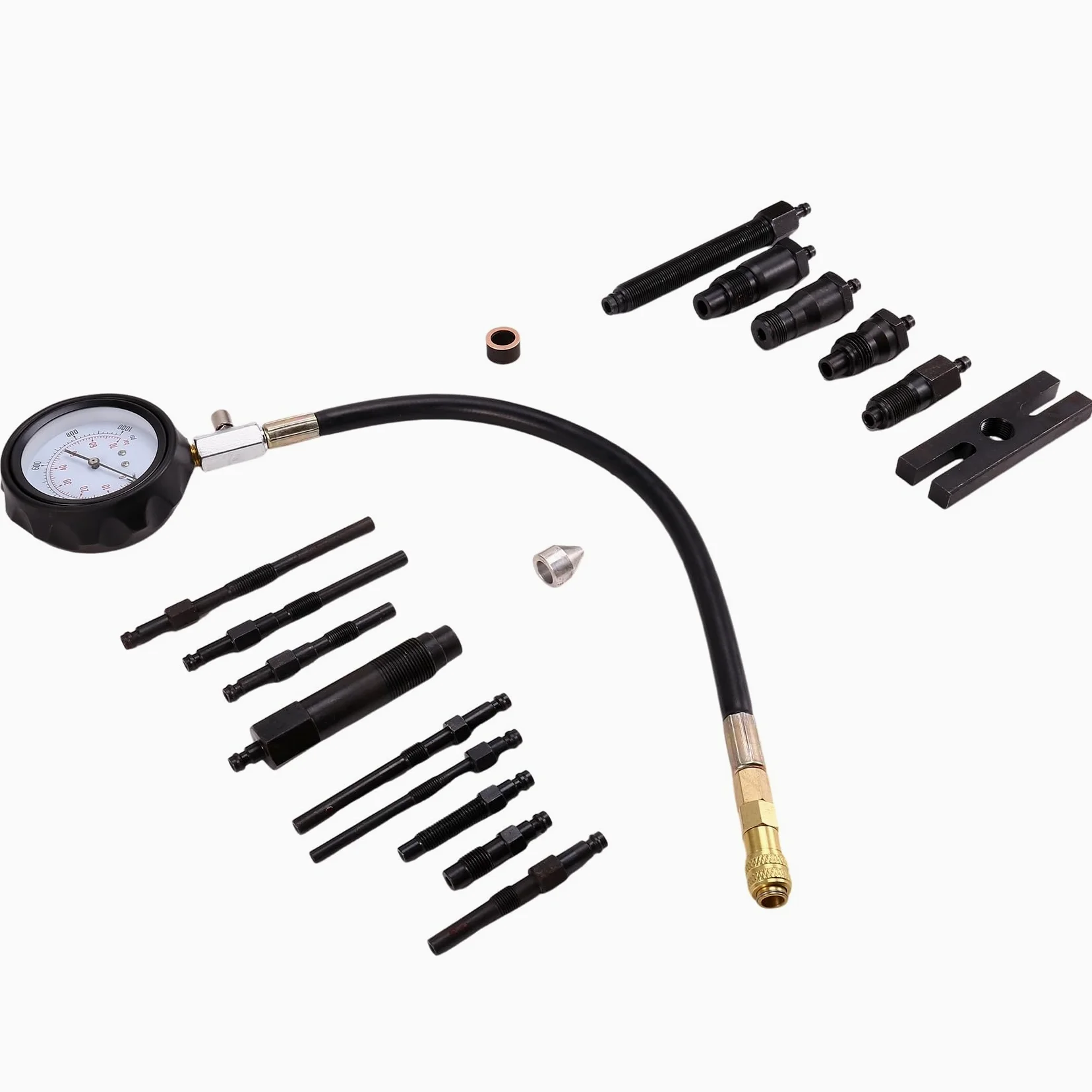 Kit de Comprobador de Compresión de Motor con Manómetro TU-15B, Medidor de Presión para Pruebas de Cilindros