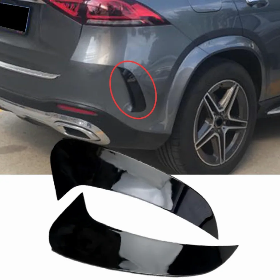 Cubierta de alerón trasero, cubierta de alerón trasero, cubierta de rejilla de ventilación de parachoques trasero compatible con Mercedes-Benz Clase GLE W167 V167, negro brillante