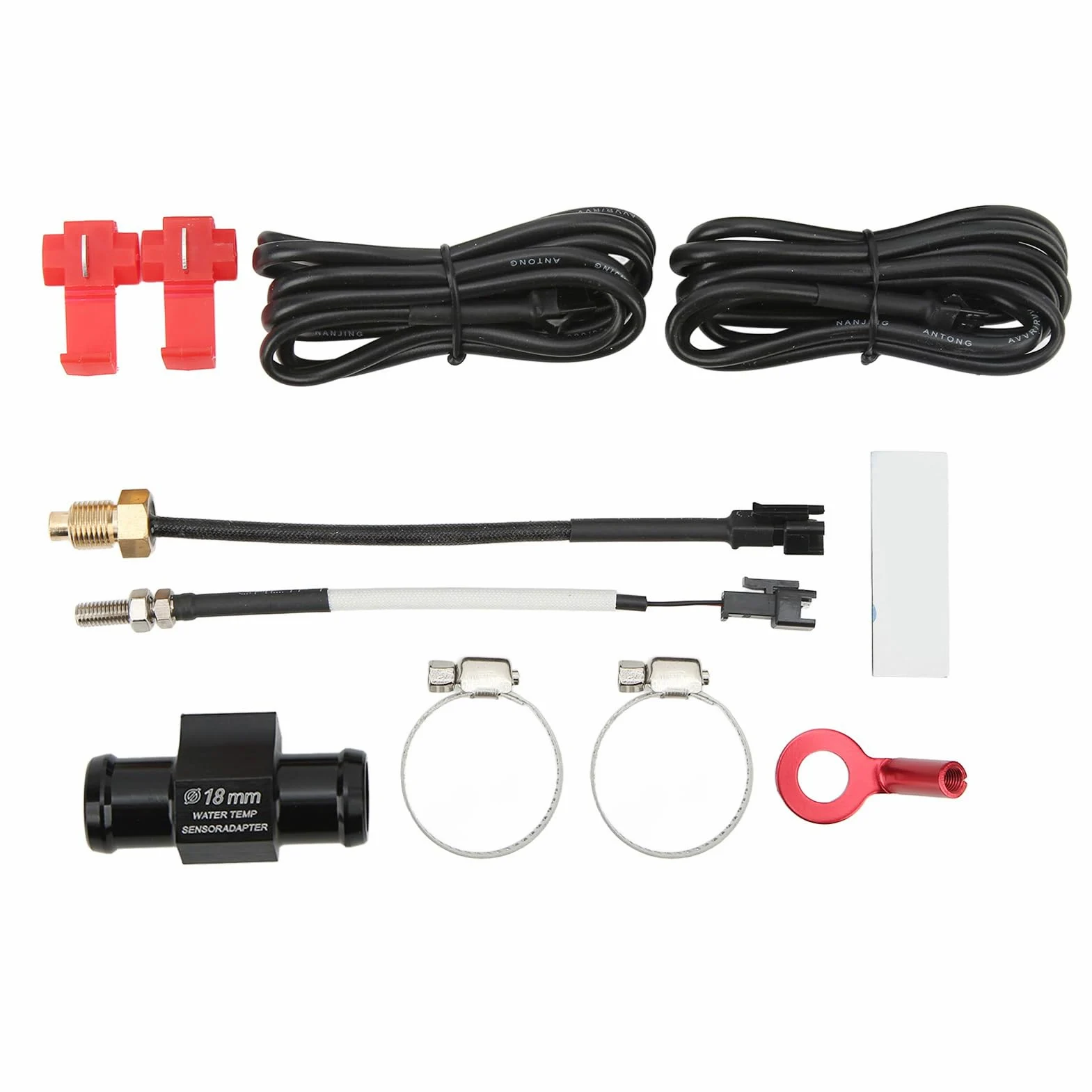 Termómetro Xtevu, medidor de tiempo de voltaje LCD de motocicleta, Medidor de temperatura del motor 4 en 1 pantalla, pantalla de termómetro digital universal DC12V (18MM)