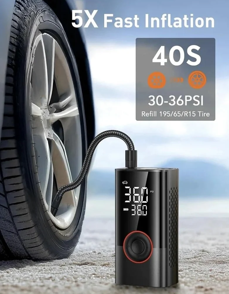 Compresores de aire portátiles Inflador de neumáticos con bomba de aire de 150PSI, compresor de aire portátil con manómetro Digital para coche, bicicleta, motocicleta y bola Inflador Ruedas Coche