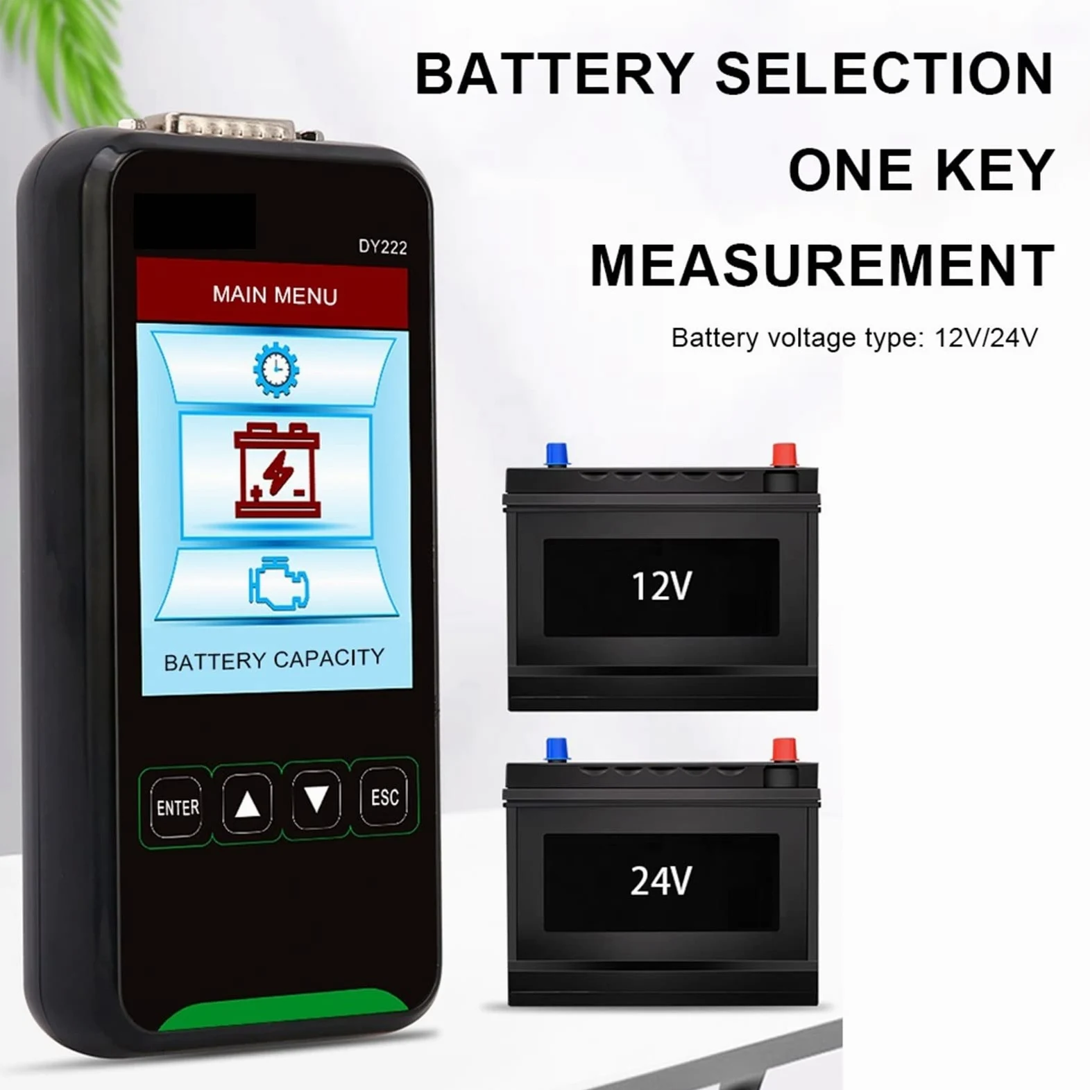 Comprobador de baterias de Coche DY222 12V / 24V Tester de Carga de la batería de automóviles Multifuncional Batería Salud de Salud Sistema de batería automotriz Sistema de batería Accesorios