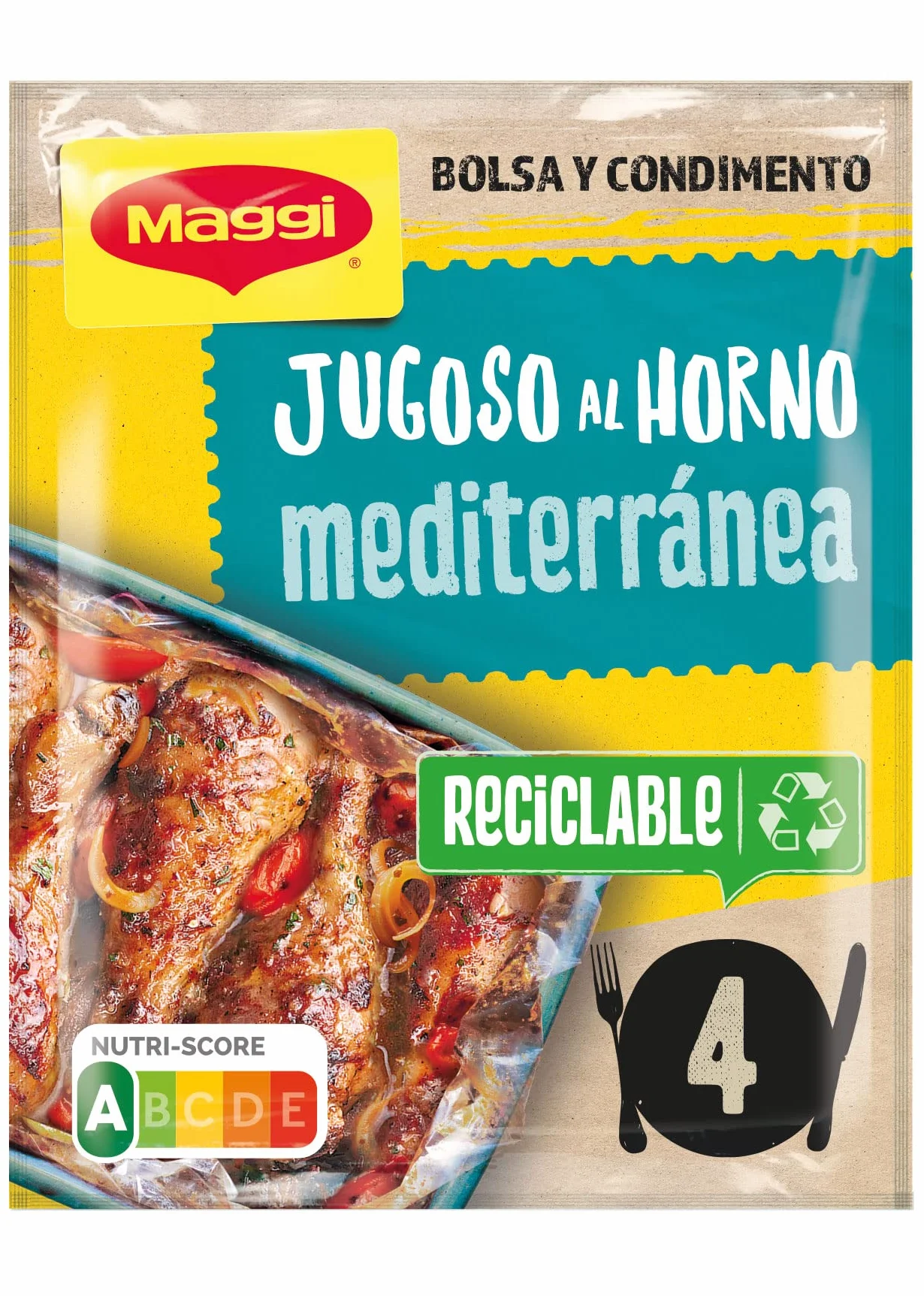 MAGGI Jugoso al Horno Receta Mediterránea 16x31g Bolsa para Horno con Condimentos Airfryer