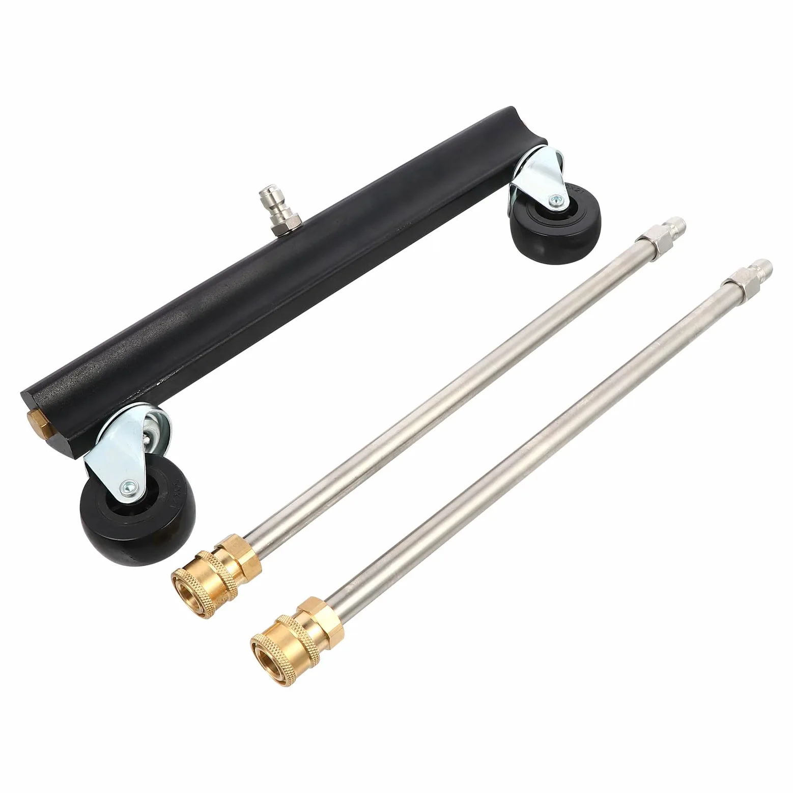 PLAFOPE Cepillo de Limpieza para Bajos Rueda, Latón y Acero Inoxidable | Conexión 1/4 de Inserción Rápida, Color Negro, para Chasis y Suelo, Uso en Limpieza de Vehículos Comerciales y Suv