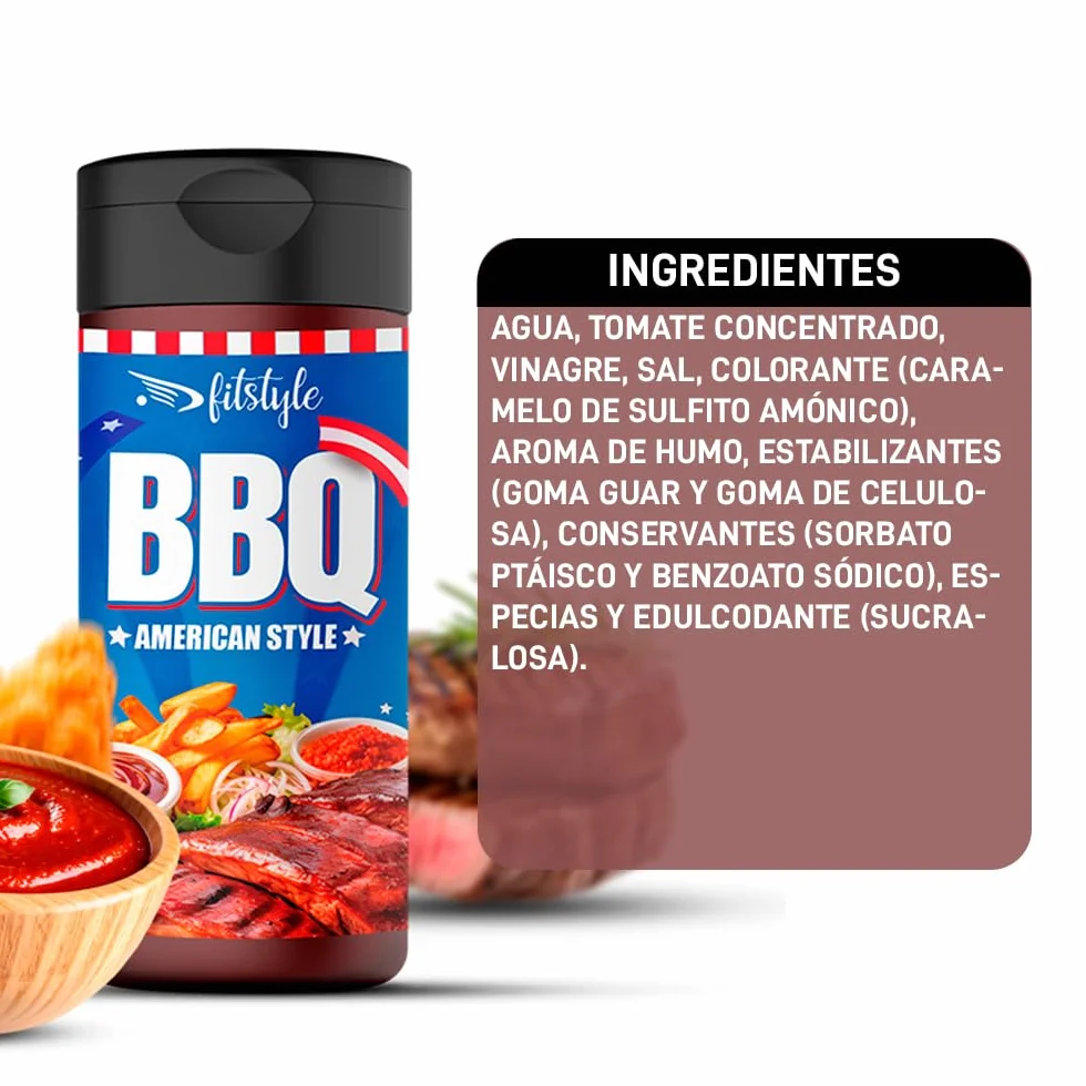 Salsa Barbacoa 0% FITstyle 280ml Sin azúcar Sin grasa Textura espesa Sabor intenso