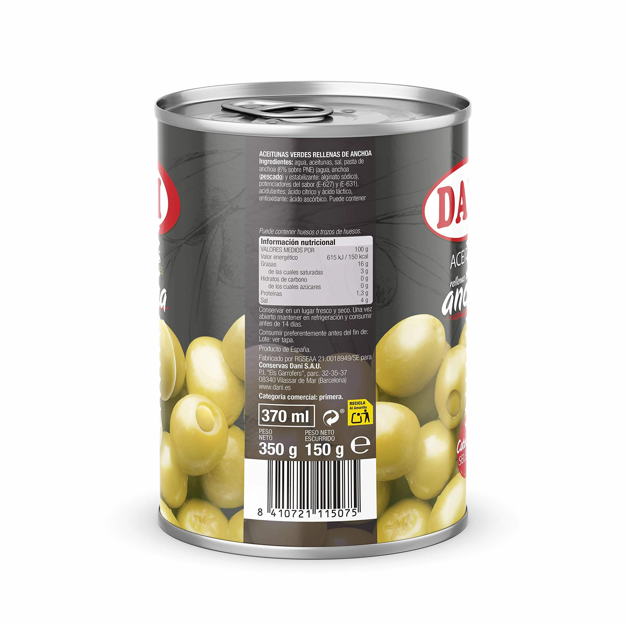 Aceitunas Extra Grandes Rellenas de Anchoa 350 gr